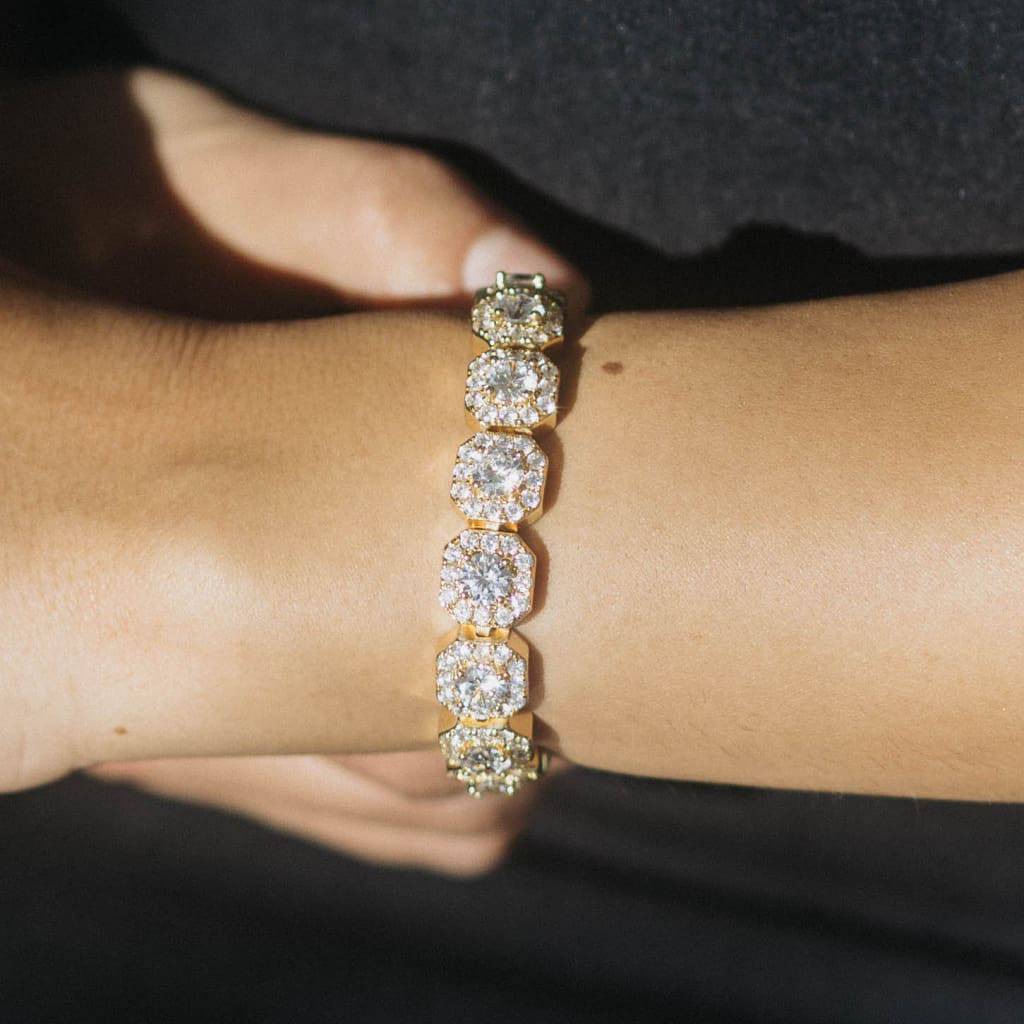 10MM CLUSTERED TENNIS BRACELET - 18K GOLD - SANTMEZ®