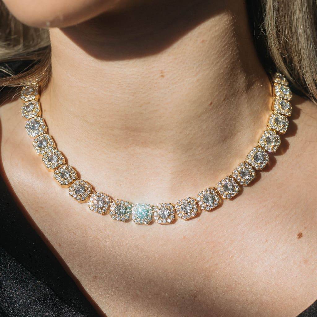 10MM CLUSTERED TENNIS CHAIN - 18K GOLD - SANTMEZ®