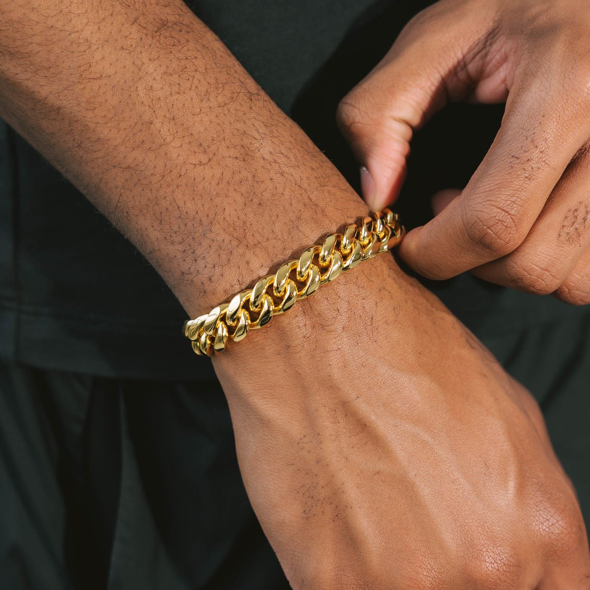12MM CLEAN CUBAN BRACELET - 18K GOLD - SANTMEZ®