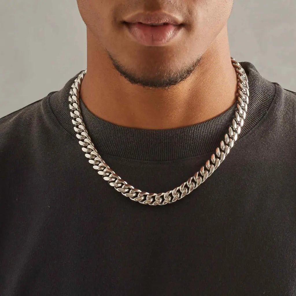 12MM CLEAN CUBAN CHAIN - WHITE GOLD - SANTMEZ®