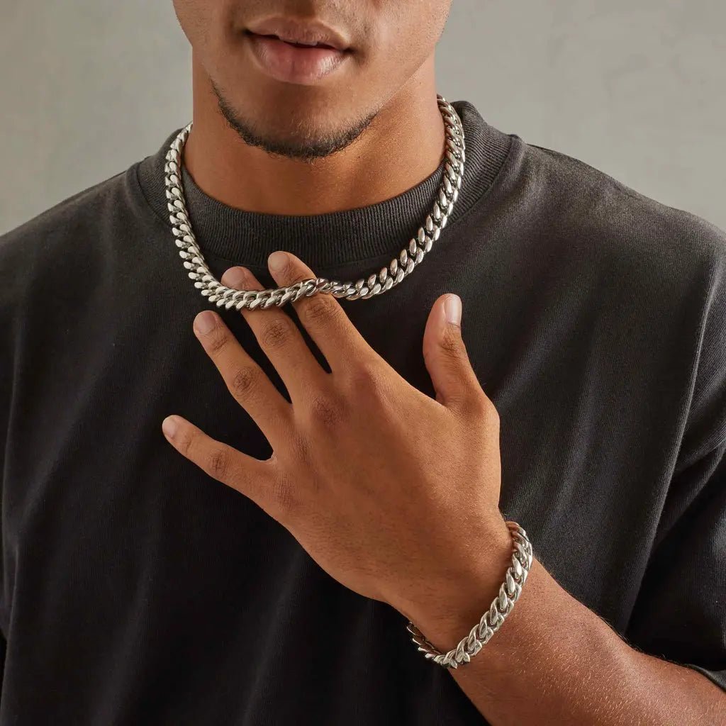 12MM CLEAN CUBAN CHAIN - WHITE GOLD - SANTMEZ®