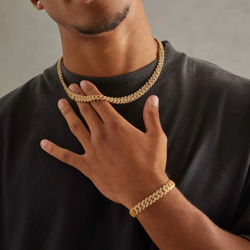 14MM CUBAN PRONG BRACELET - 18K GOLD - SANTMEZ®