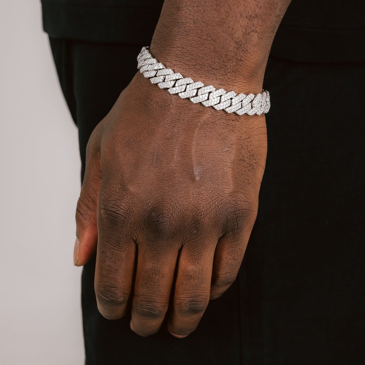 14MM CUBAN PRONG BRACELET - WHITE GOLD - SANTMEZ®