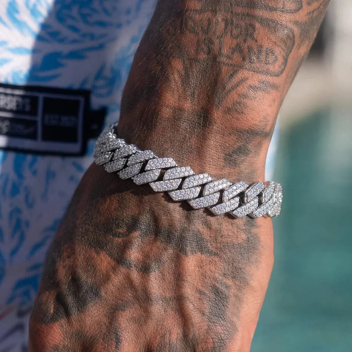 14MM CUBAN PRONG BRACELET - WHITE GOLD - SANTMEZ®