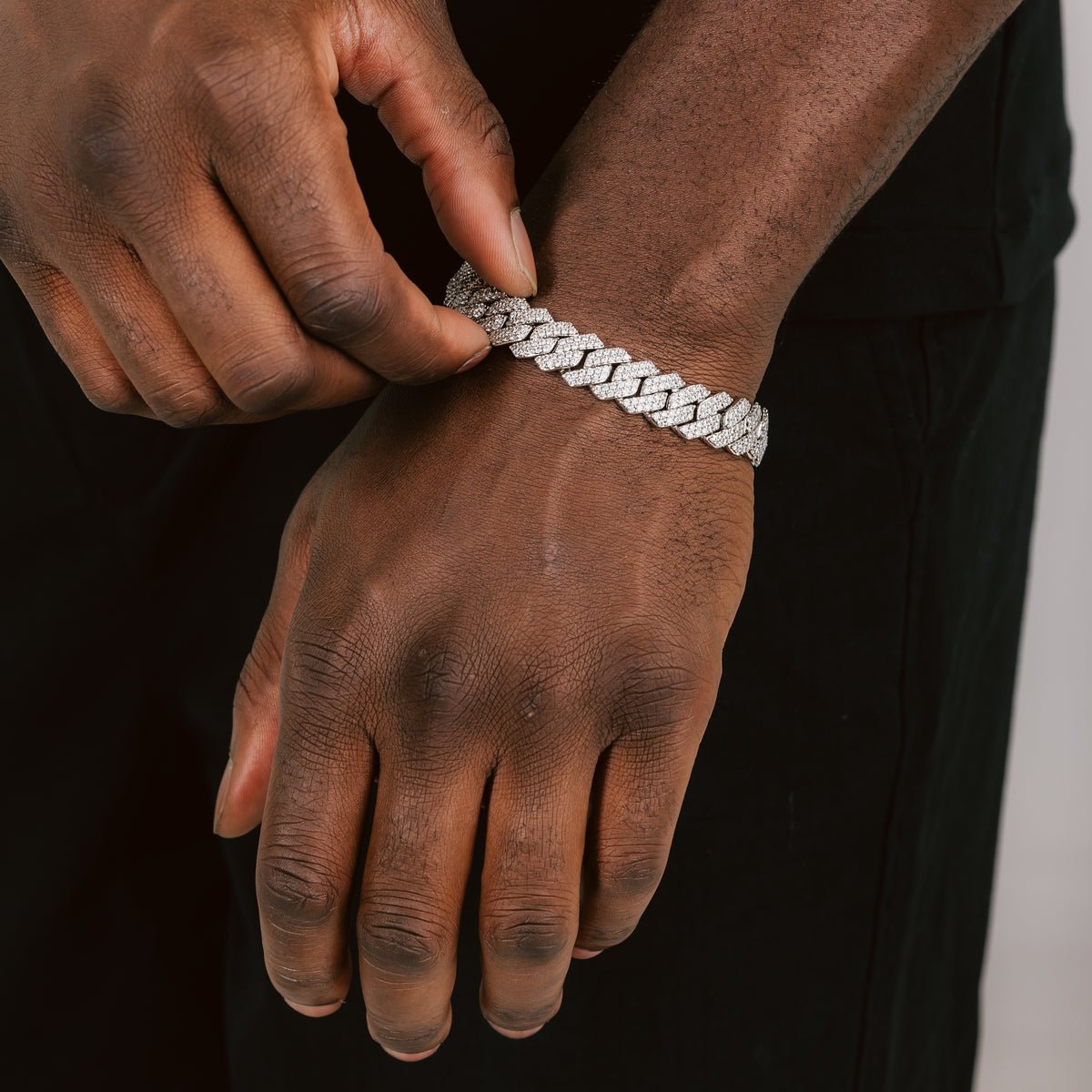 14MM CUBAN PRONG BRACELET - WHITE GOLD - SANTMEZ®