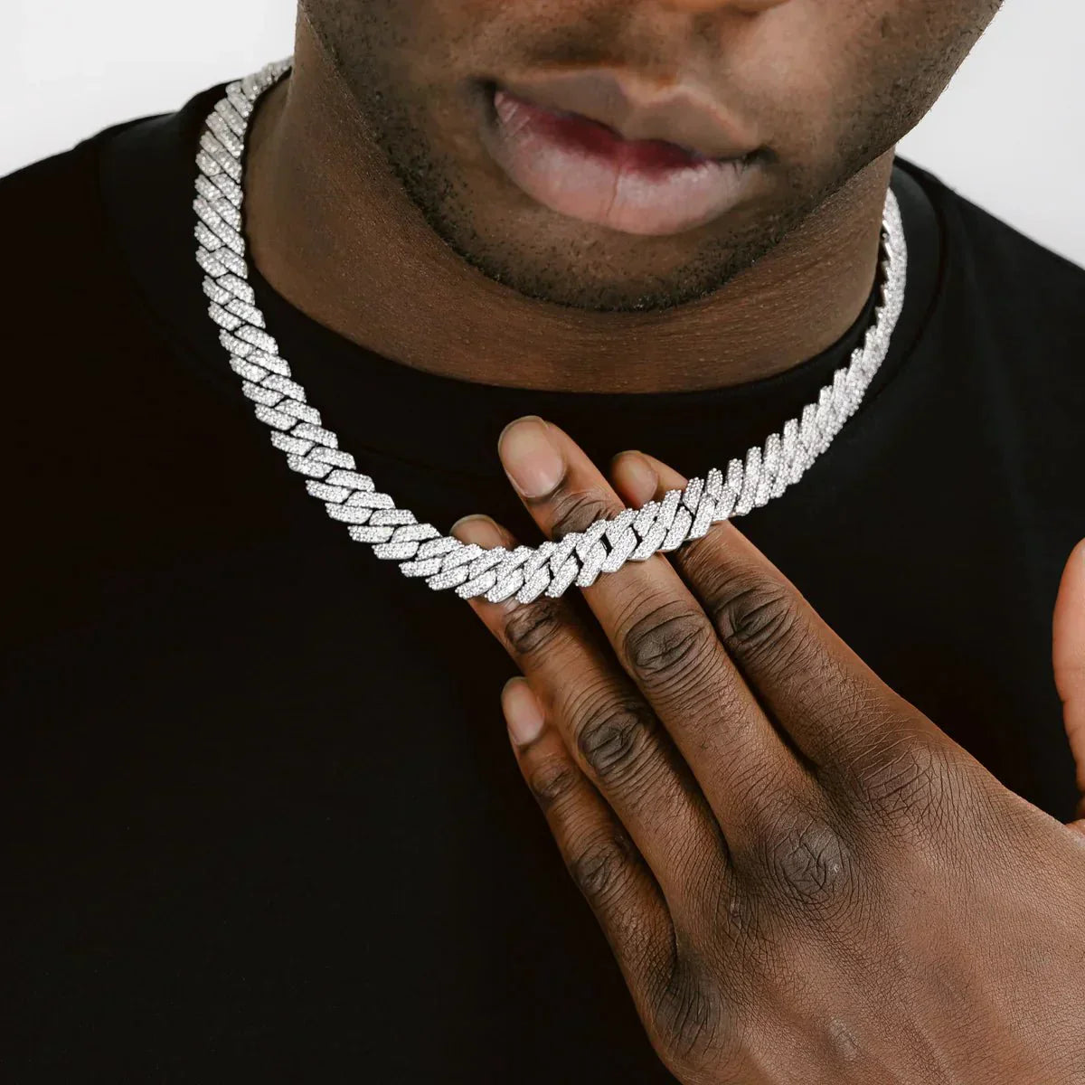 14MM CUBAN PRONG CHAIN - WHITE GOLD - SANTMEZ®