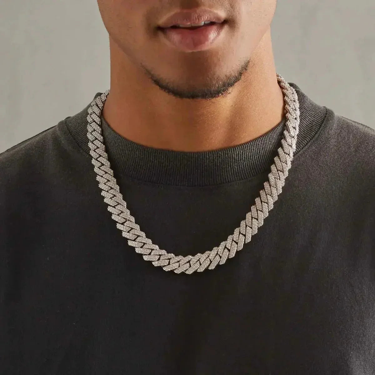 14MM CUBAN PRONG CHAIN - WHITE GOLD - SANTMEZ®