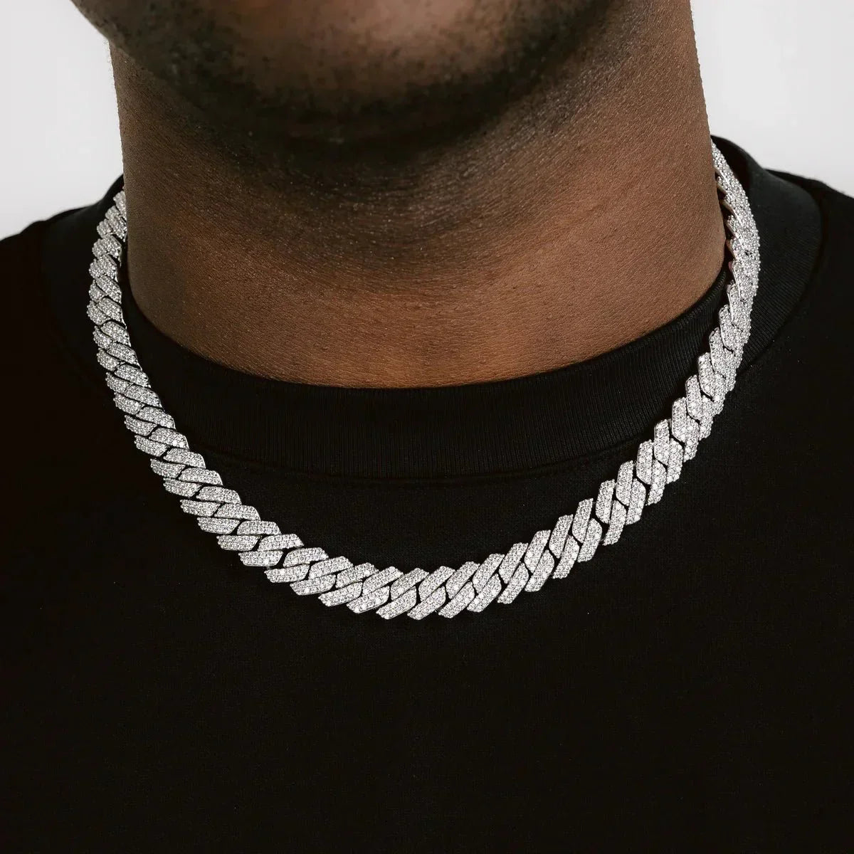 14MM CUBAN PRONG CHAIN - WHITE GOLD - SANTMEZ®