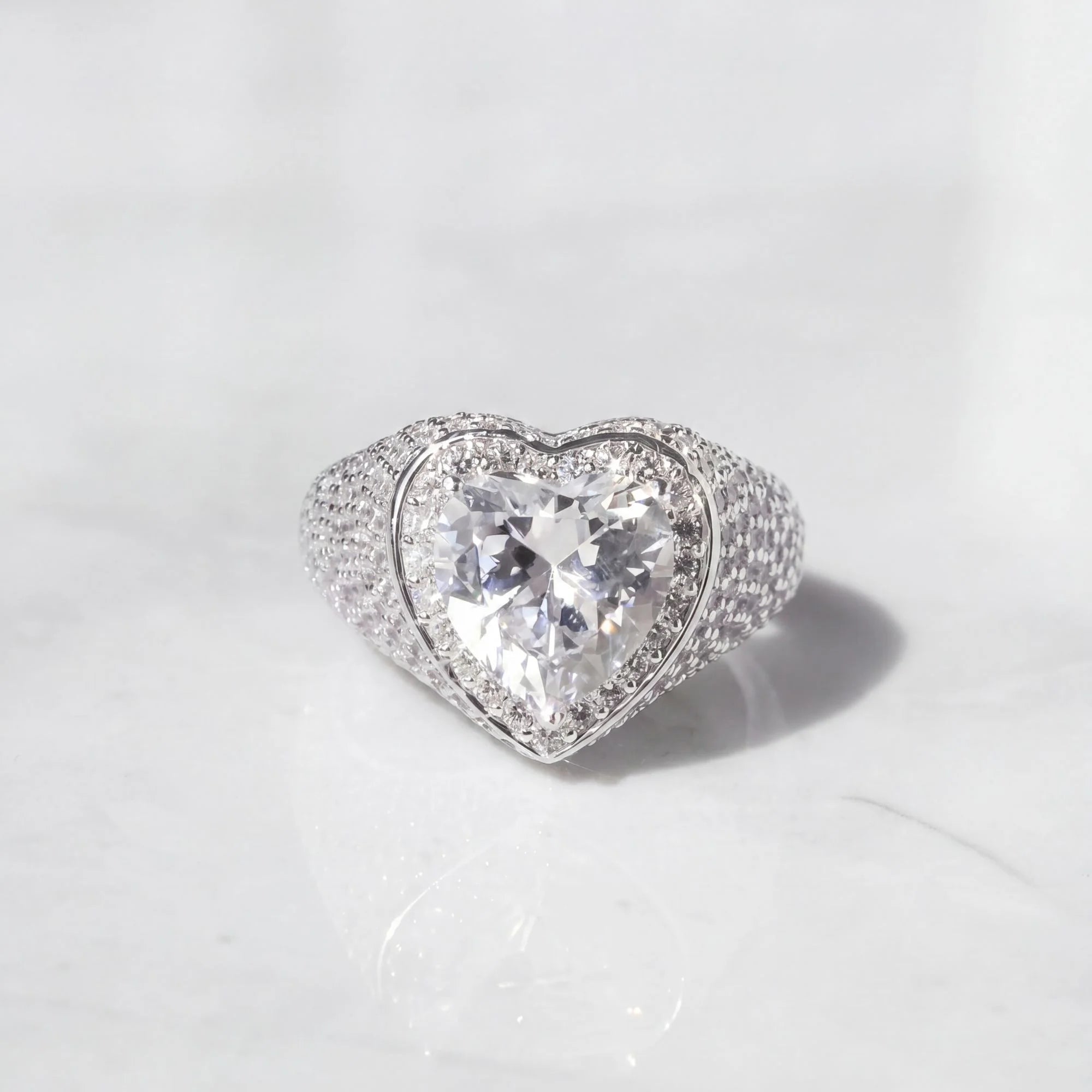 CLUSTERED HEART RING - WHITE GOLD