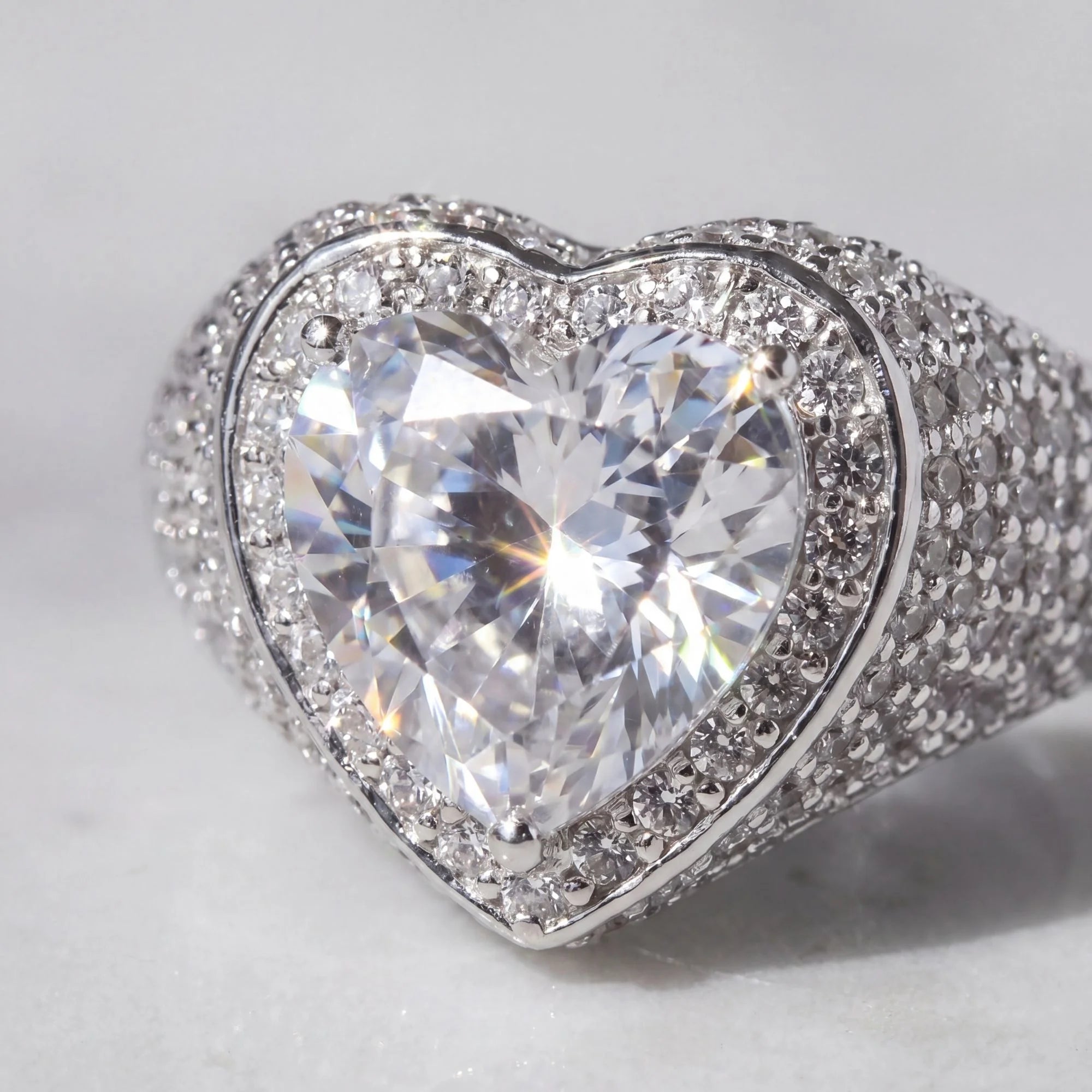 CLUSTERED HEART RING - WHITE GOLD