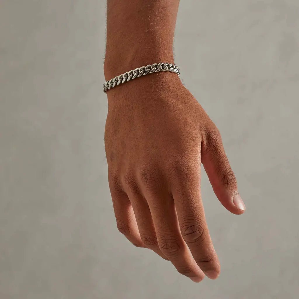 6MM CLEAN CUBAN BRACELET - WHITE GOLD - SANTMEZ®