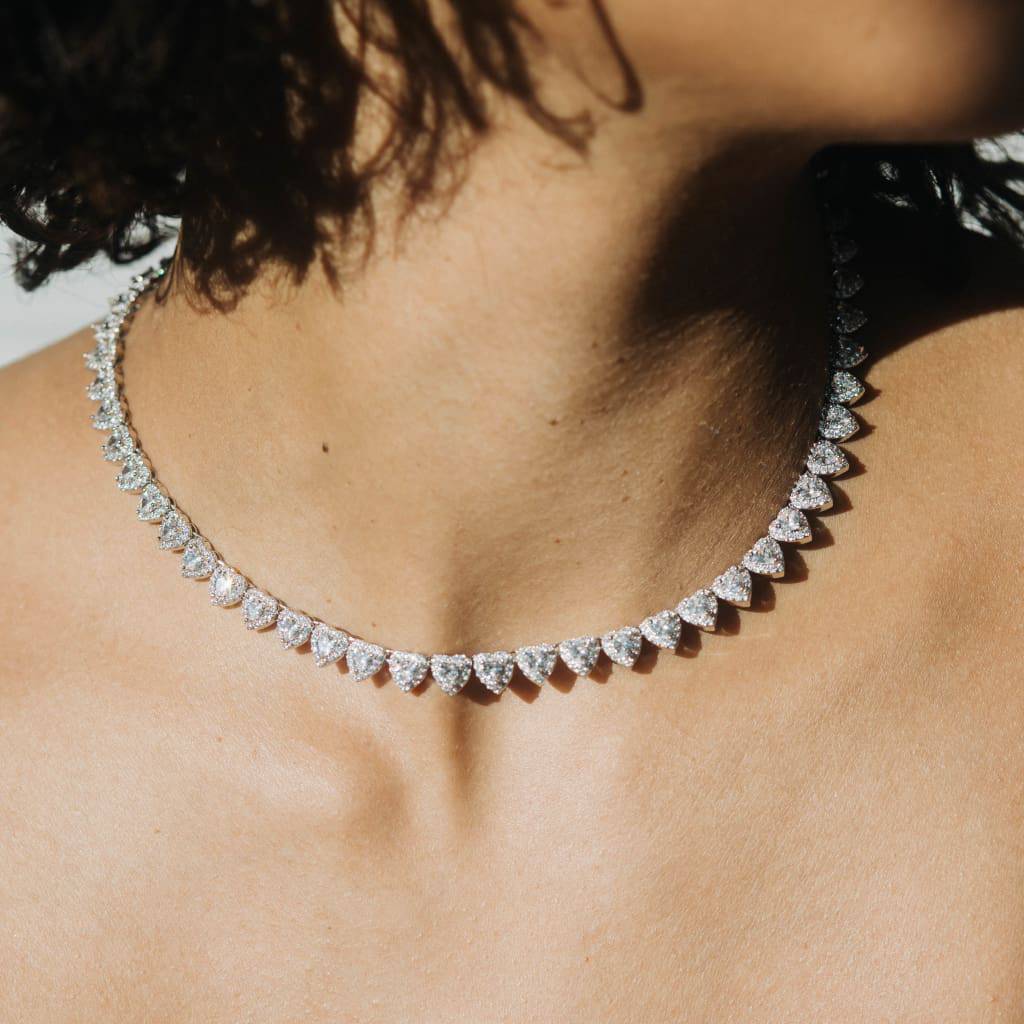 7MM HEART CUT CLUSTER TENNIS CHAIN - WHITE GOLD - SANTMEZ®