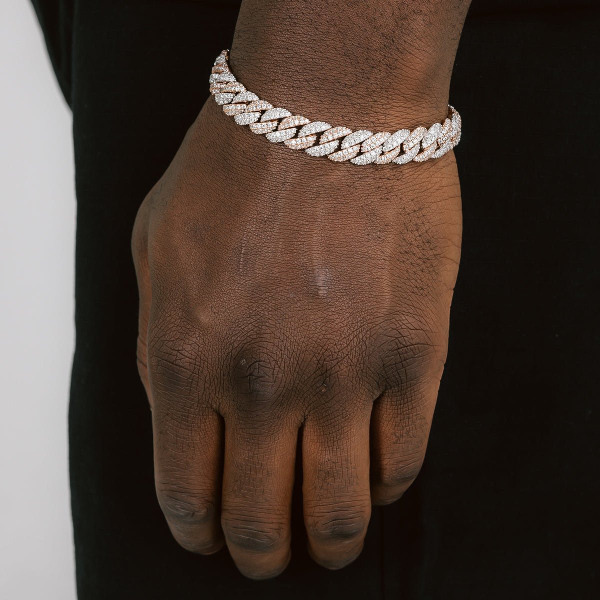 8.5MM DIAMOND CUBAN BRACELET - 2 TONE - SANTMEZ®