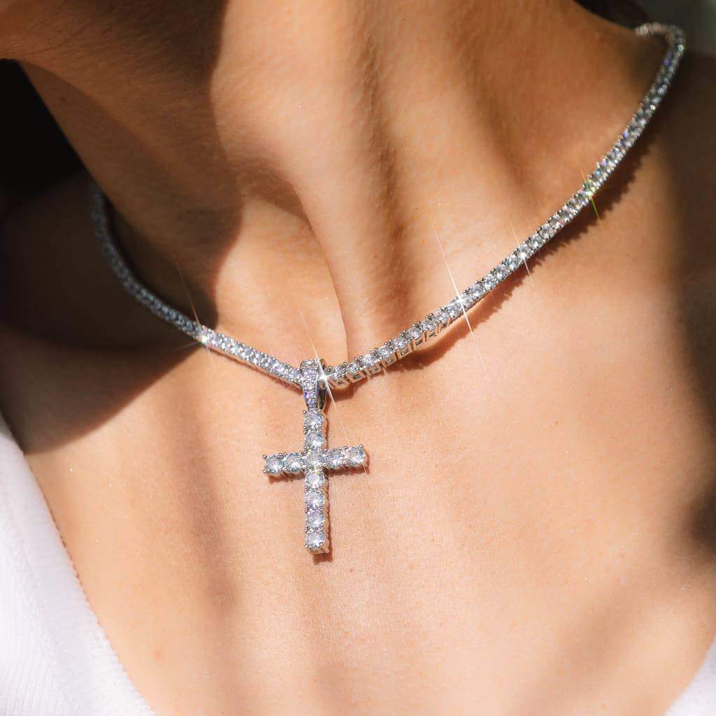 CROSS PIECE PENDANT - WHITE GOLD - SANTMEZ®