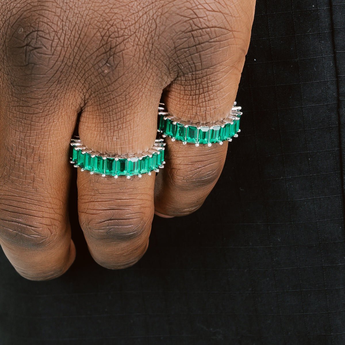 EMERALD BAGUETTE SILVER RING - SANTMEZ®