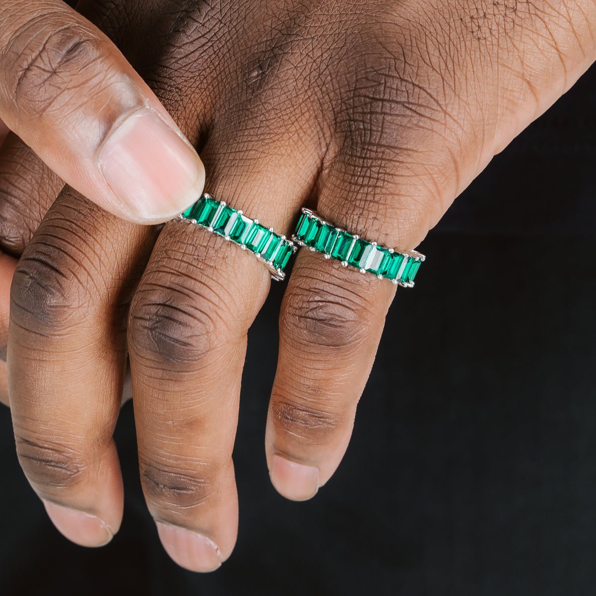 EMERALD BAGUETTE SILVER RING - SANTMEZ®