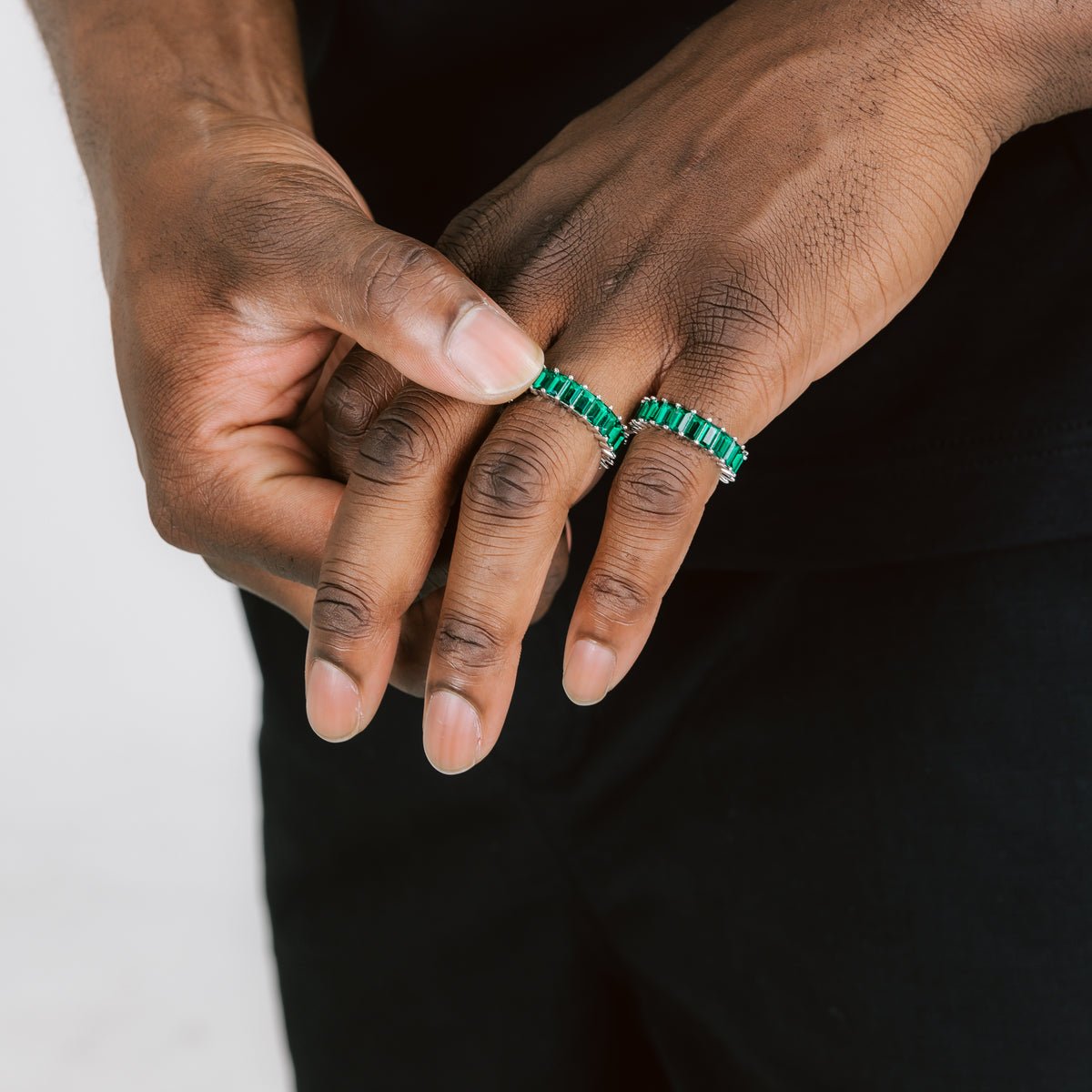 EMERALD BAGUETTE SILVER RING - SANTMEZ®