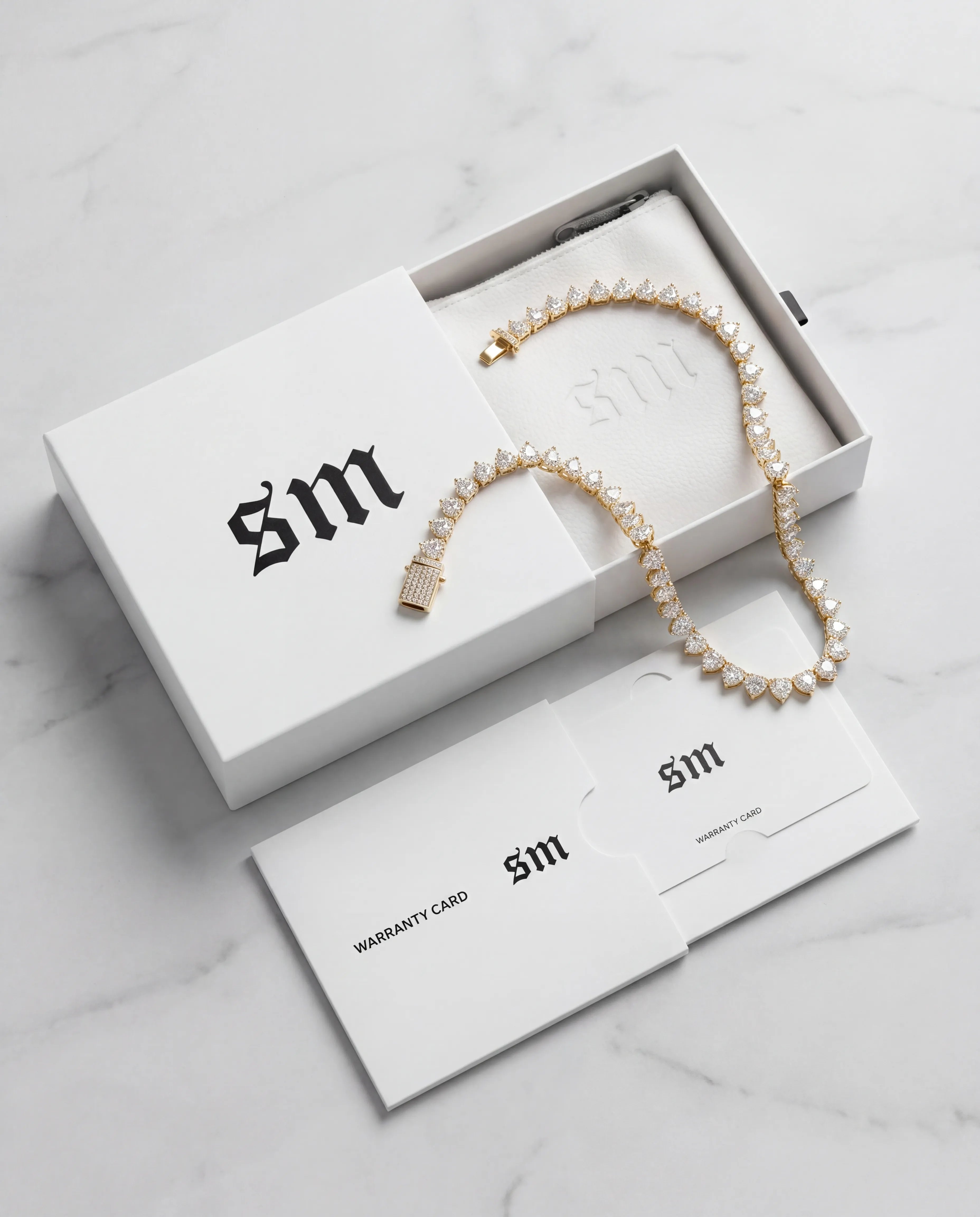 7MM HEART CUT CLUSTER TENNIS CHAIN - 18K GOLD