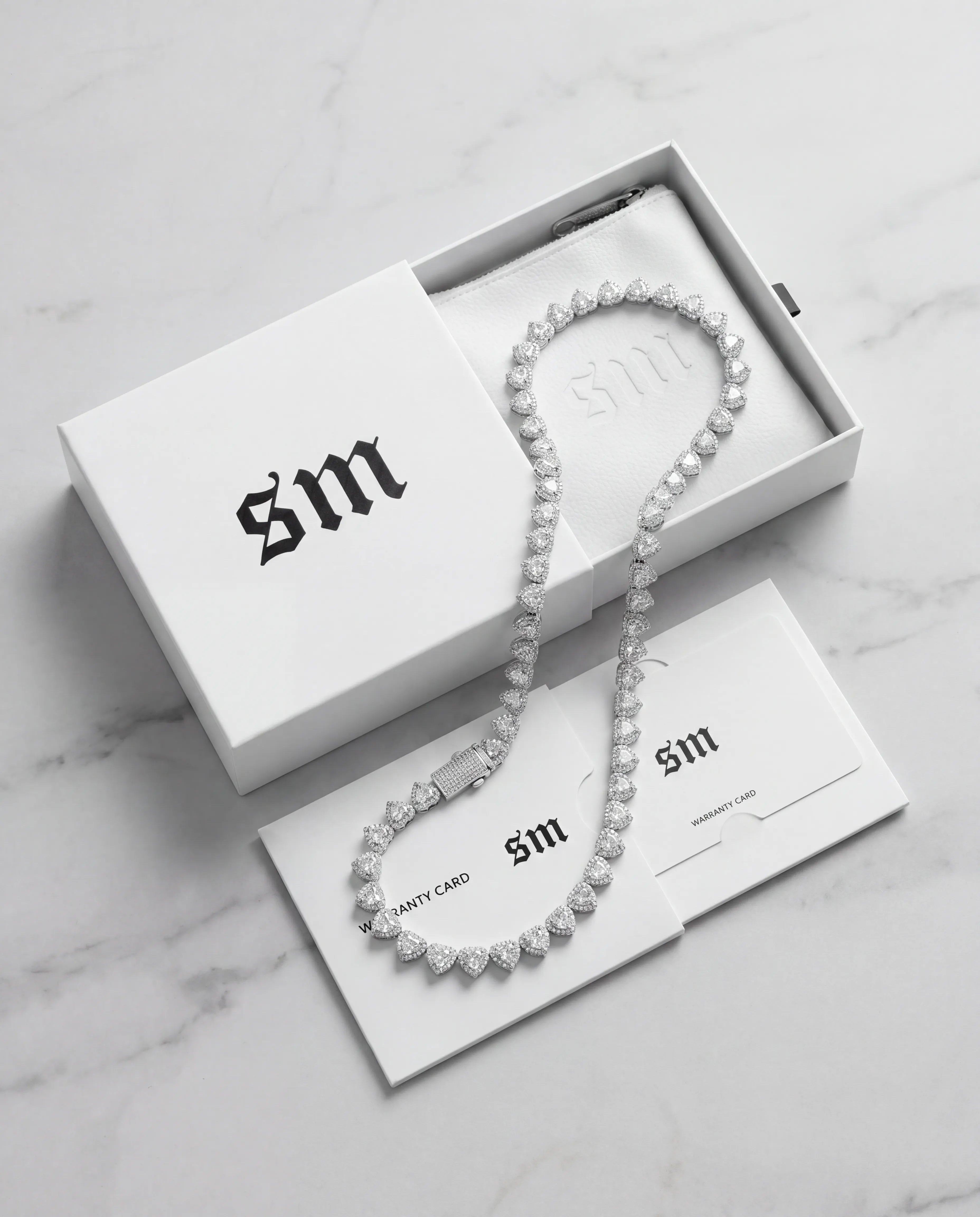 7MM HEART CUT CLUSTER TENNIS CHAIN - WHITE GOLD