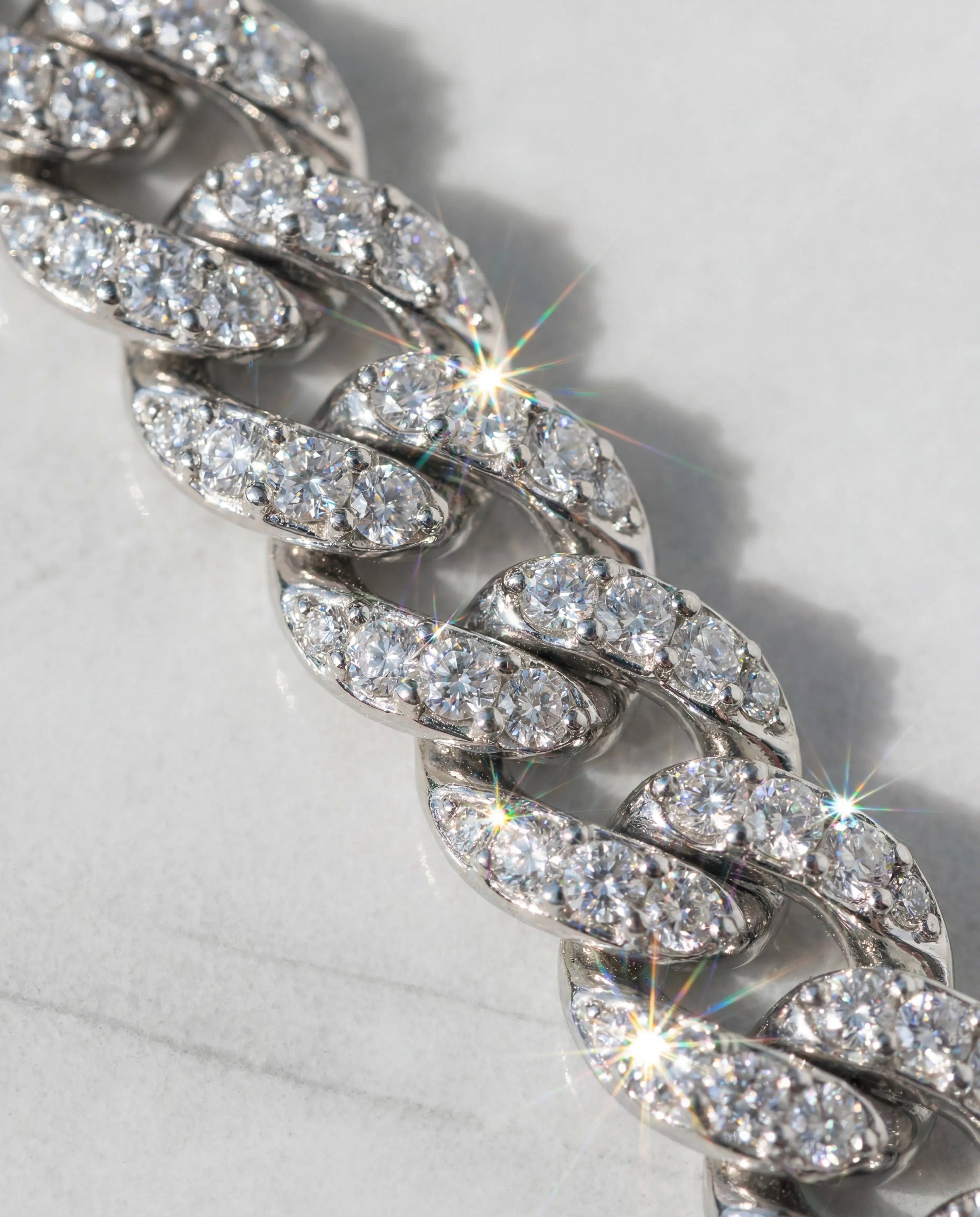 8.5MM DIAMOND CUBAN CHAIN - WHITE GOLD
