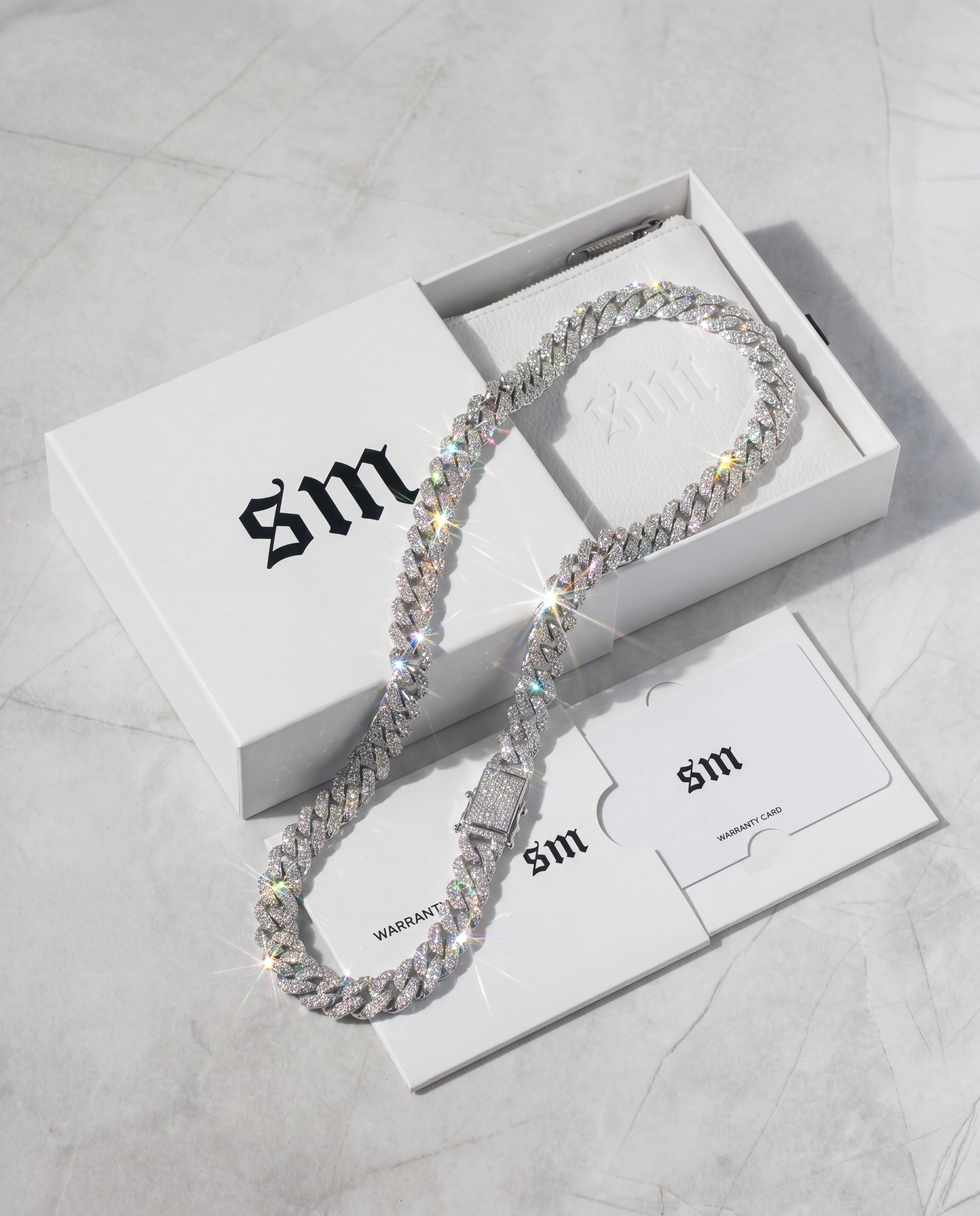 8.5MM DIAMOND CUBAN CHAIN - WHITE GOLD