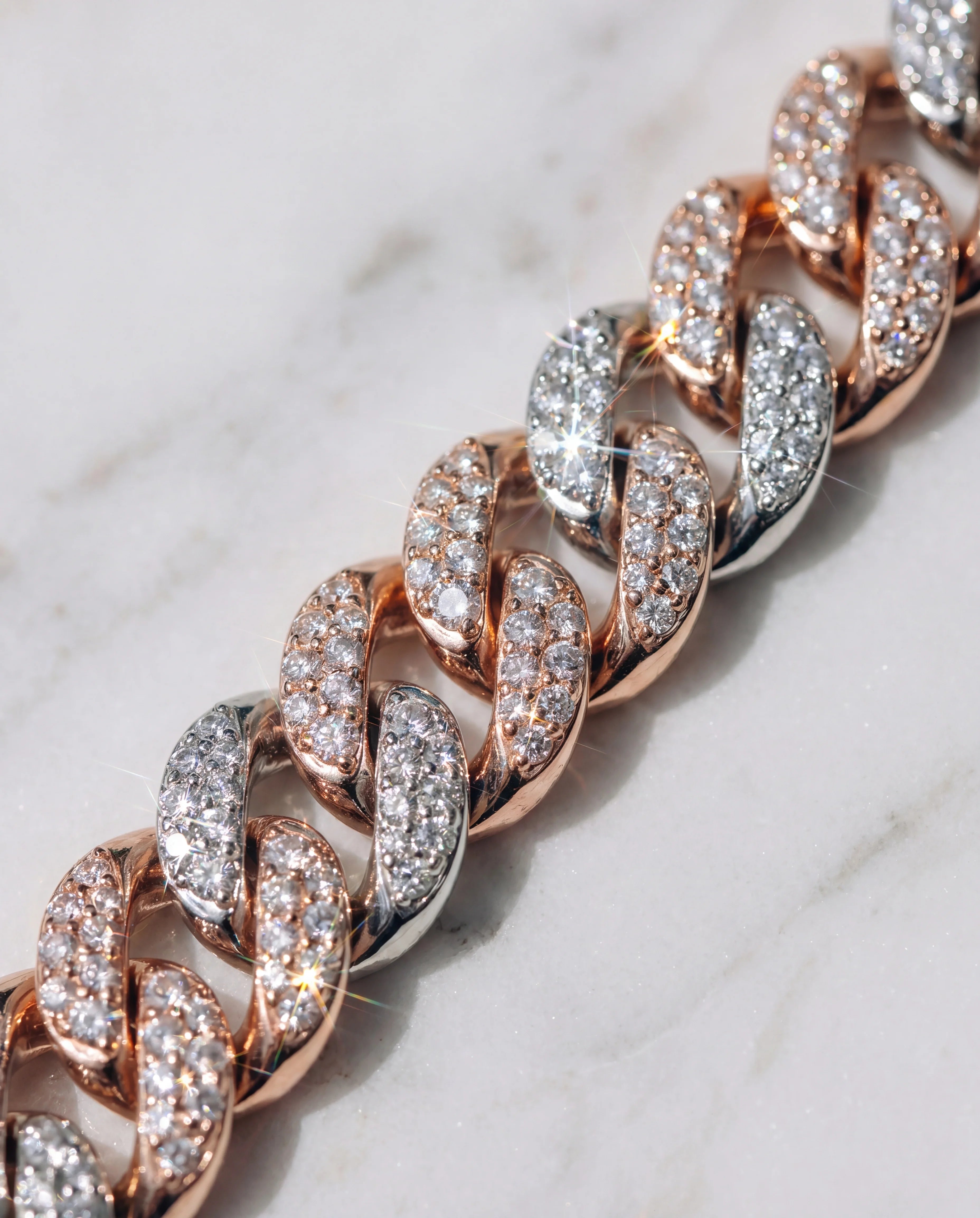 8.5MM DIAMOND CUBAN BRACELET - 2 TONE