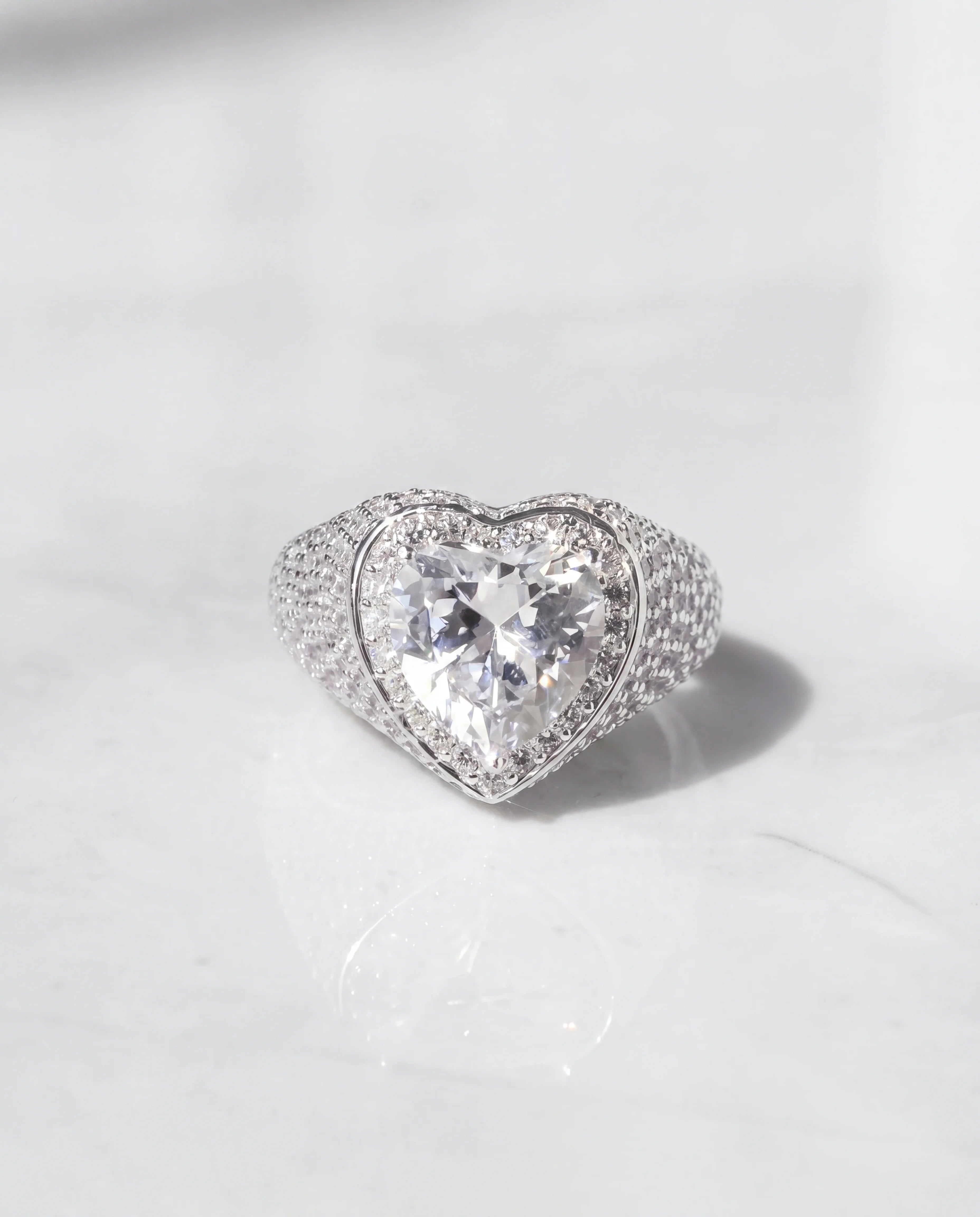 CLUSTERED HEART RING - WHITE GOLD