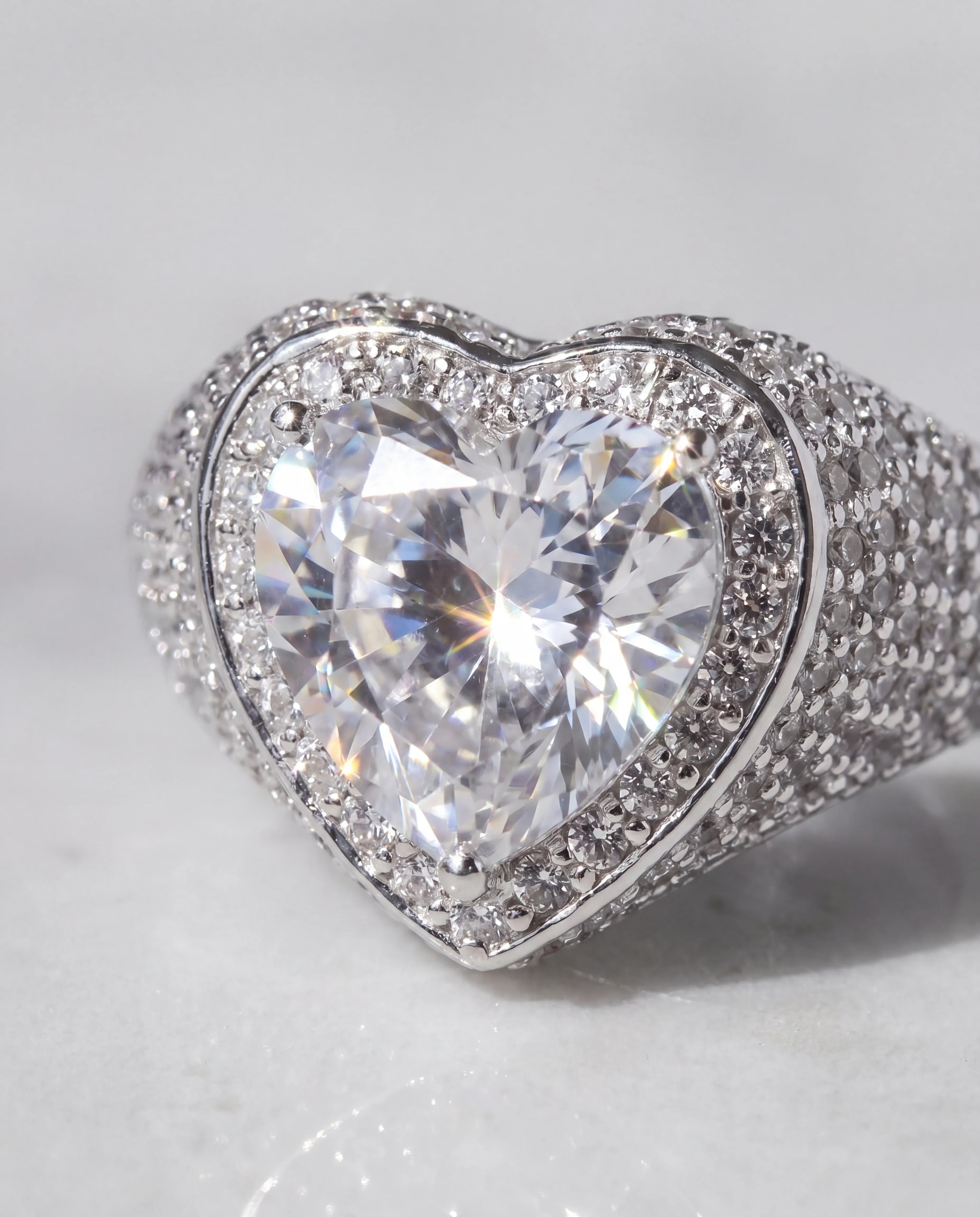 CLUSTERED HEART RING - WHITE GOLD