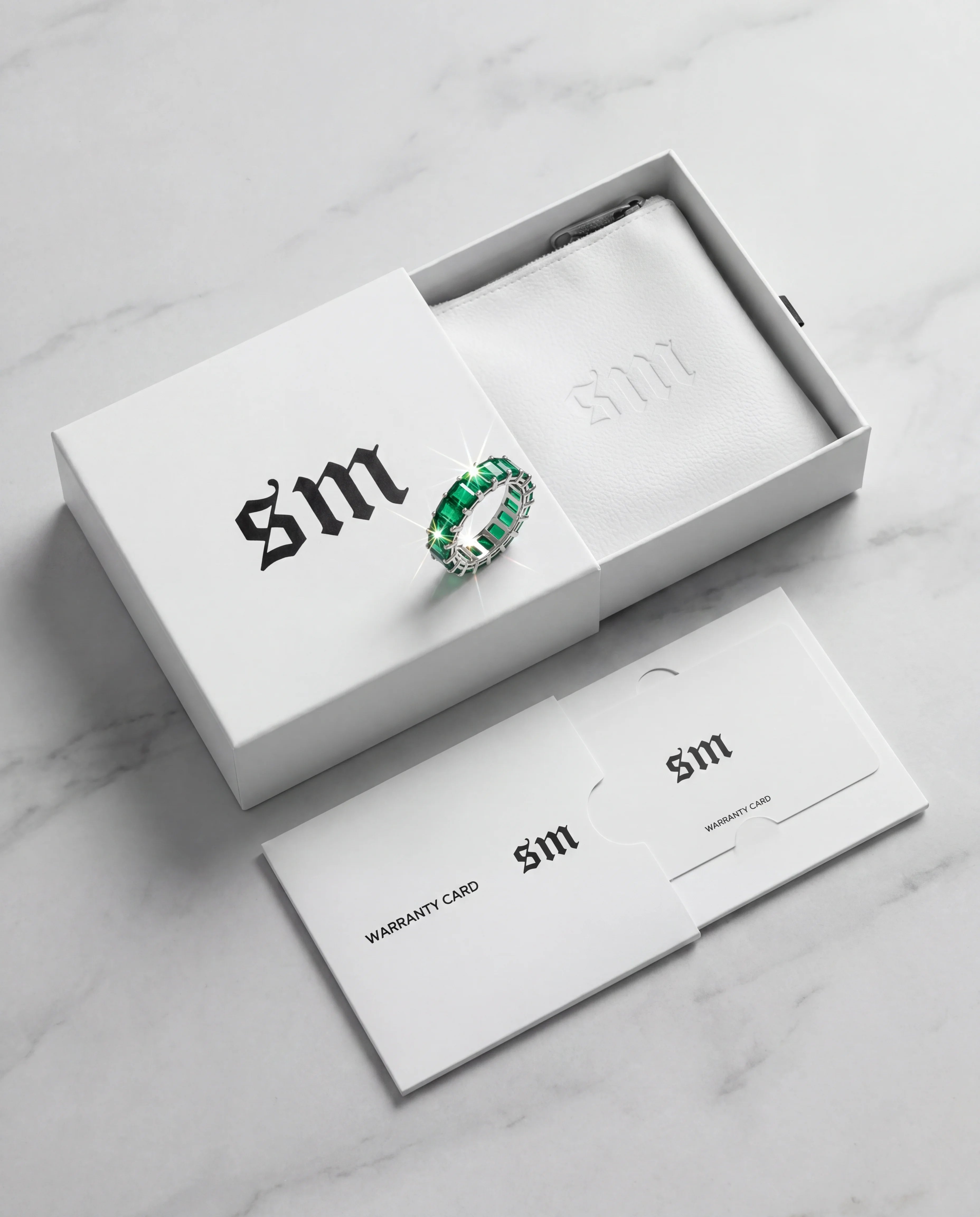 EMERALD BAGUETTE SILVER RING