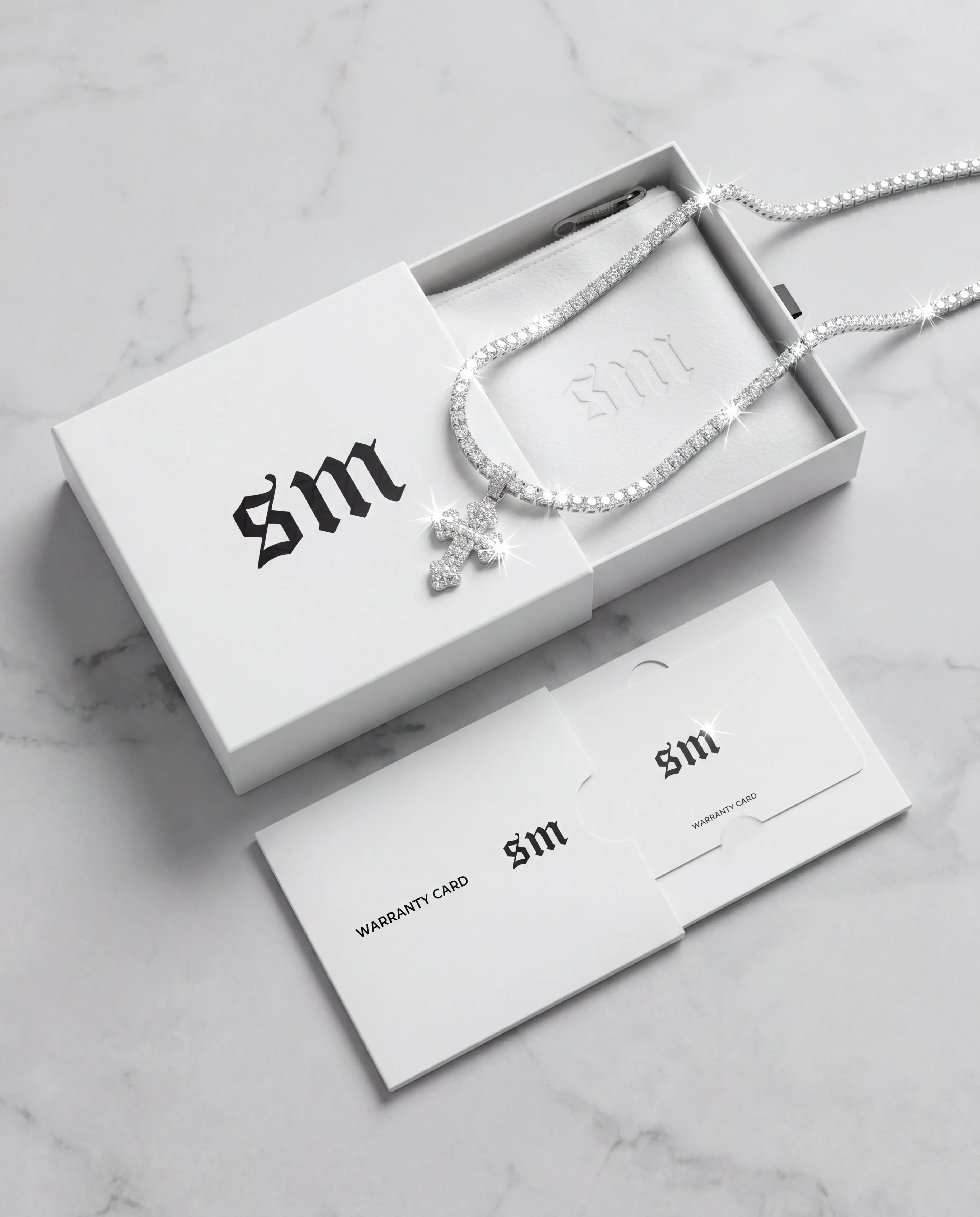 CLUSTERED MICRO CROSS PENDANT - WHITE GOLD