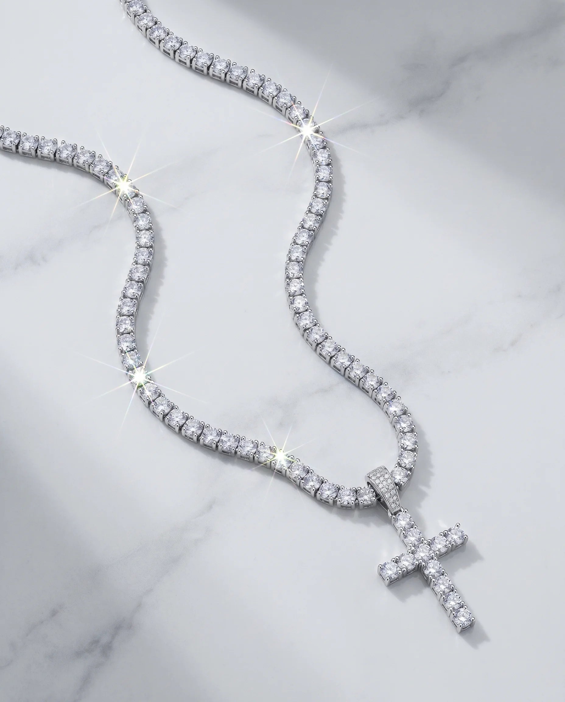 CROSS PIECE PENDANT - WHITE GOLD