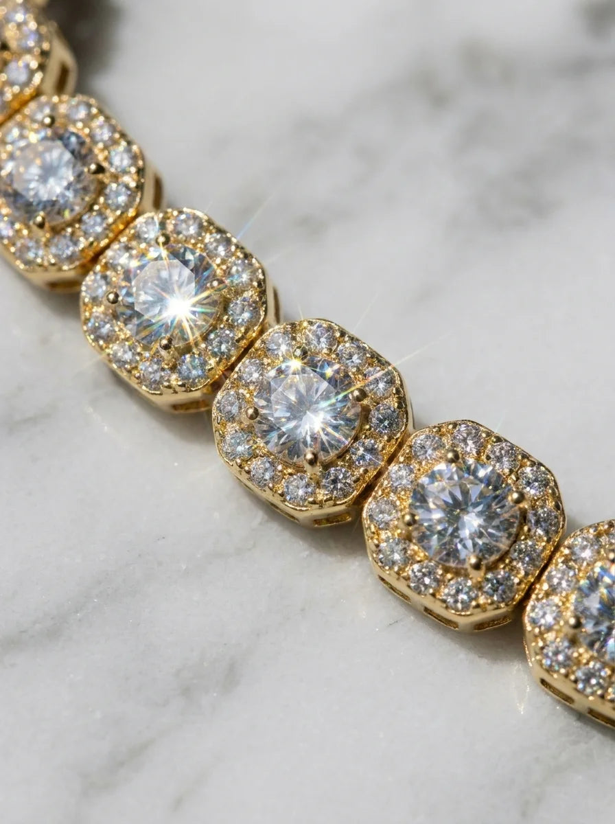 10MM CLUSTERED TENNIS BRACELET - 18K GOLD