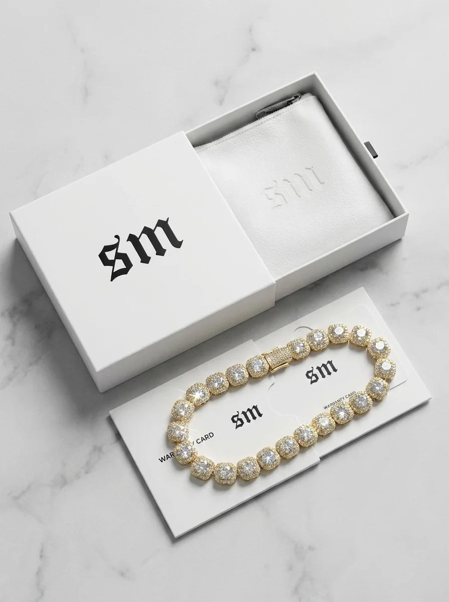 10MM CLUSTERED TENNIS BRACELET - 18K GOLD