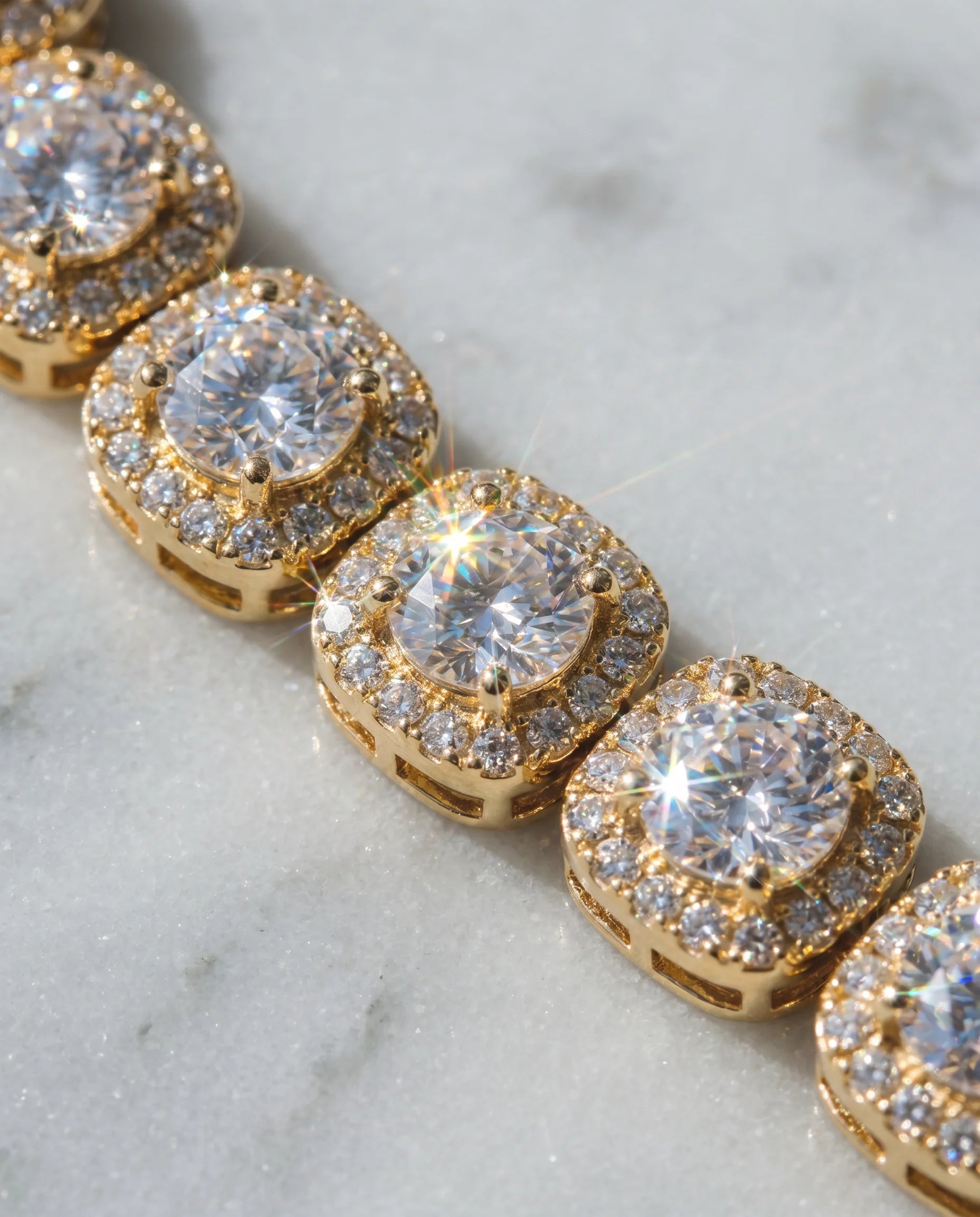 10MM CLUSTERED TENNIS CHAIN - 18K GOLD