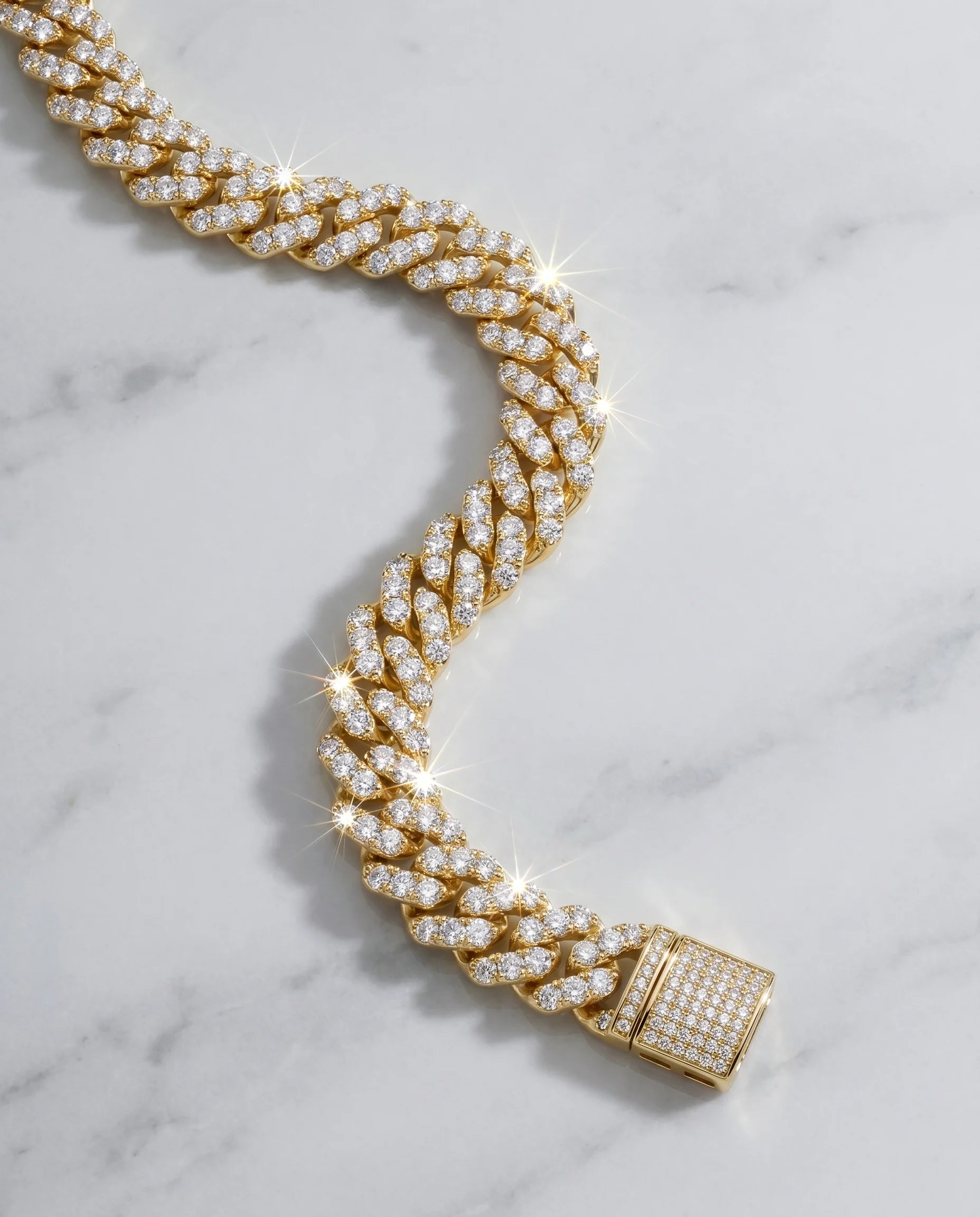 14MM CUBAN PRONG CHAIN - 18K GOLD