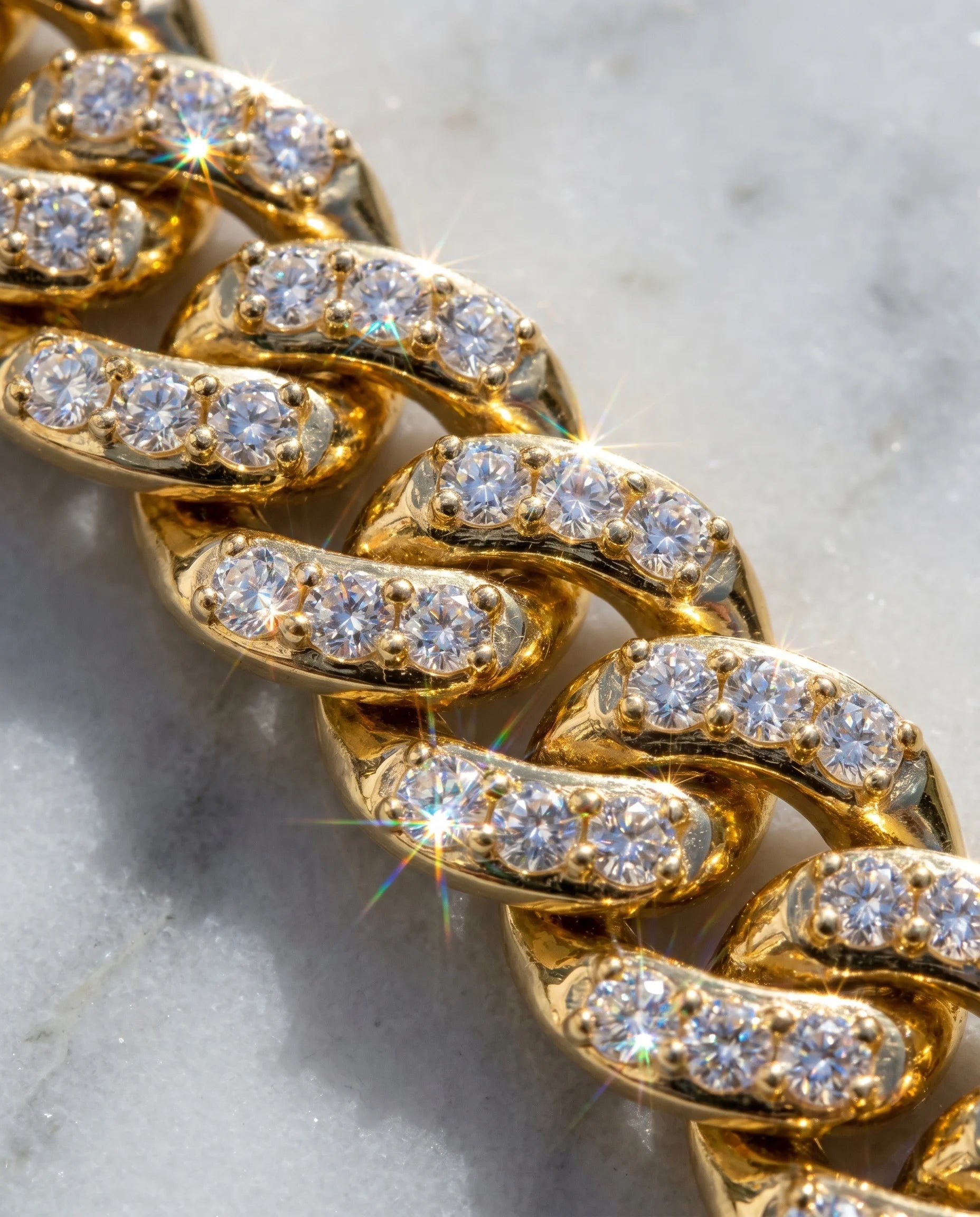 14MM CUBAN PRONG CHAIN - 18K GOLD