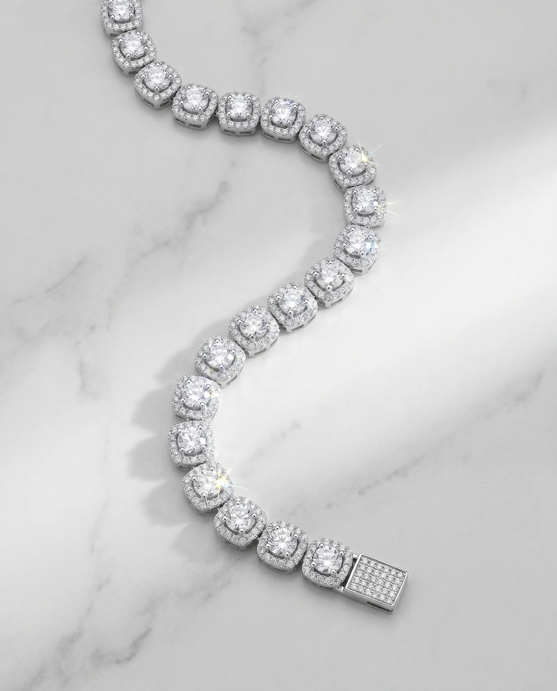 10MM CLUSTERED TENNIS CHAIN - WHITE GOLD