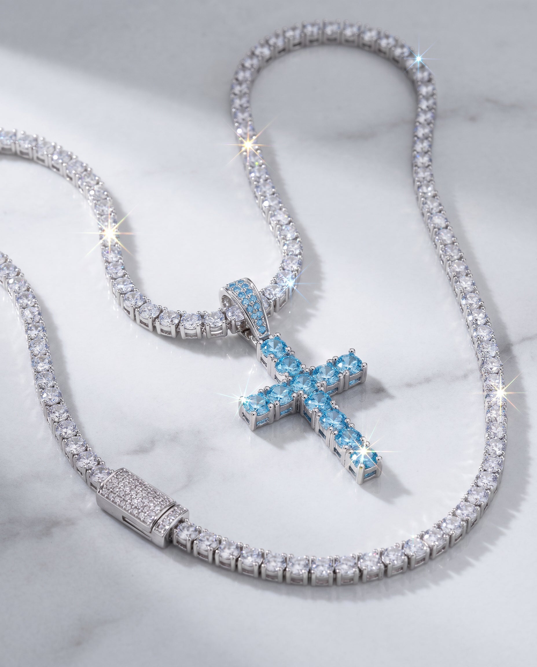 CROSS PIECE PENDANT - BLUE