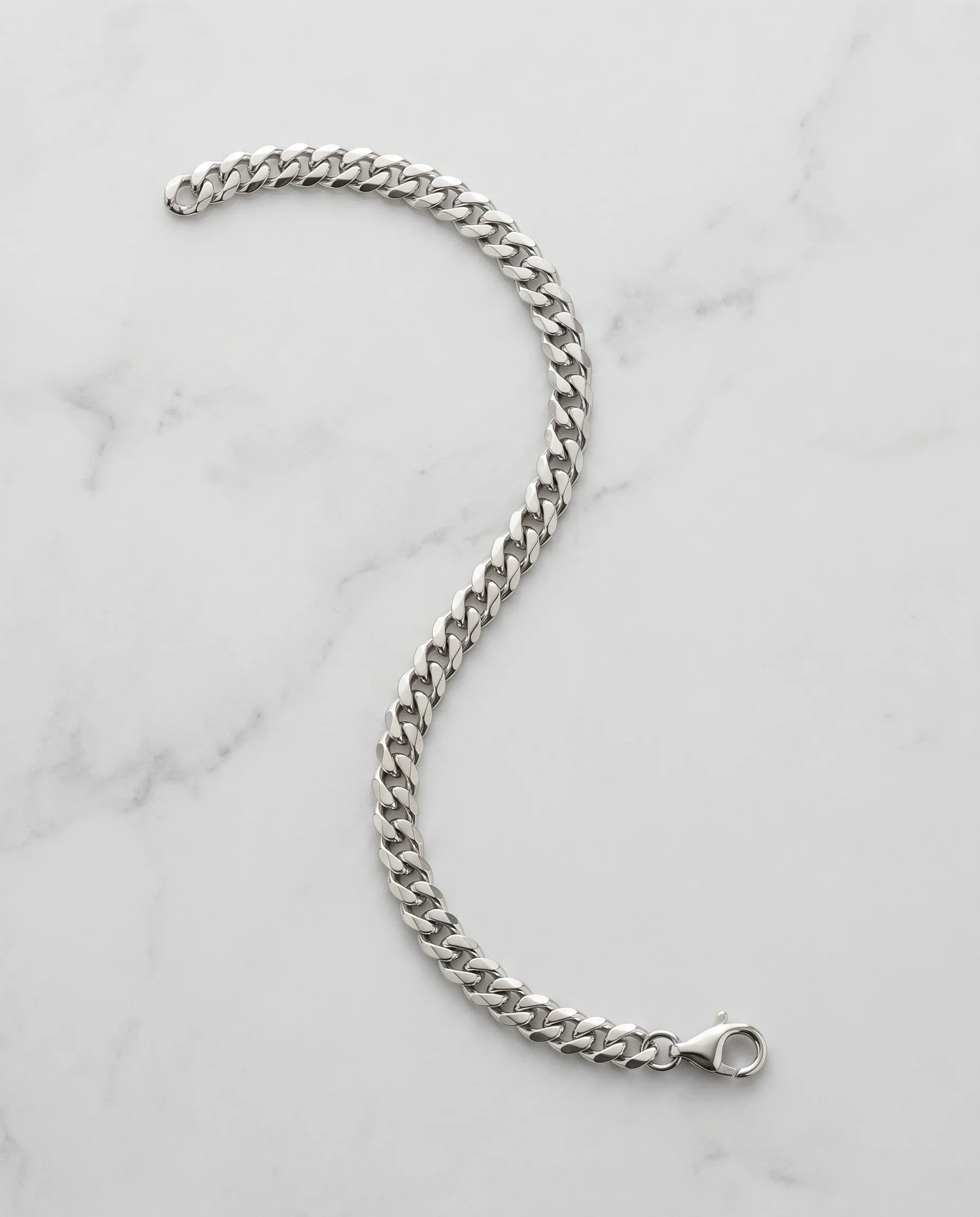 3MM CLEAN CUBAN BRACELET - WHITE GOLD