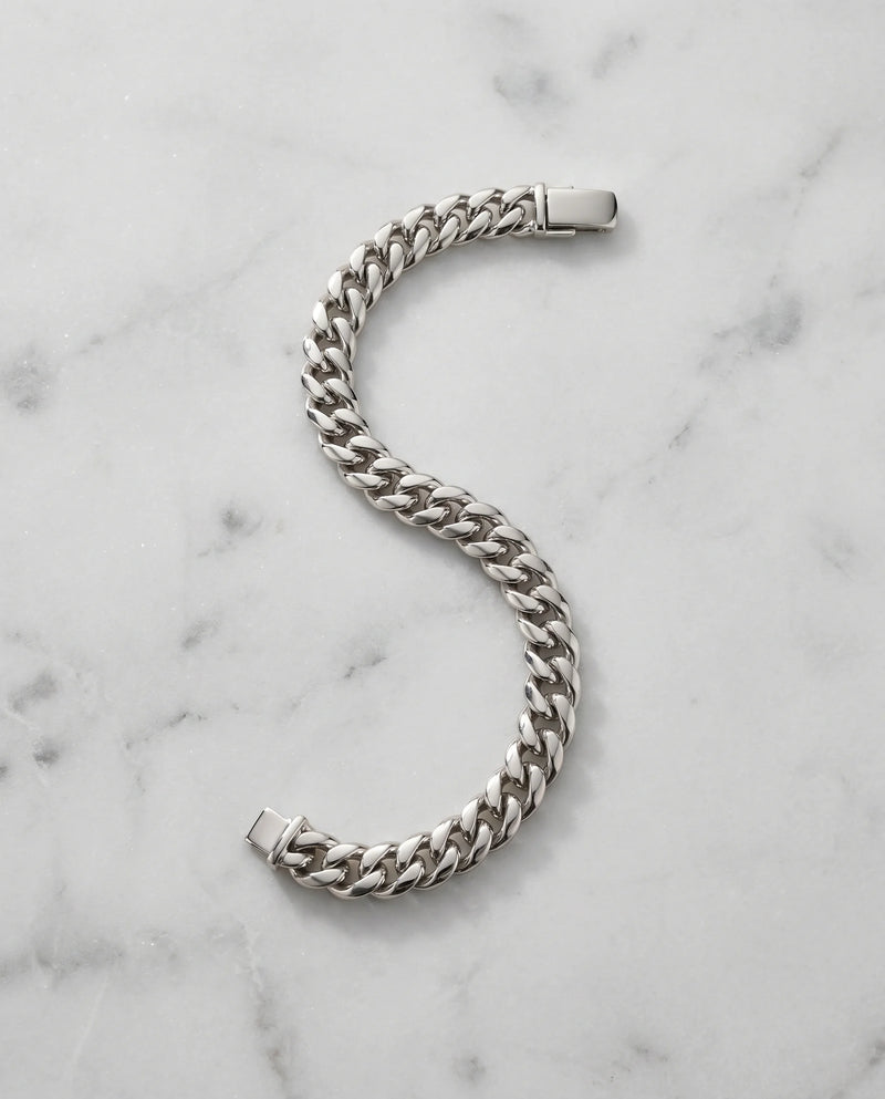 6MM CLEAN CUBAN BRACELET - WHITE GOLD