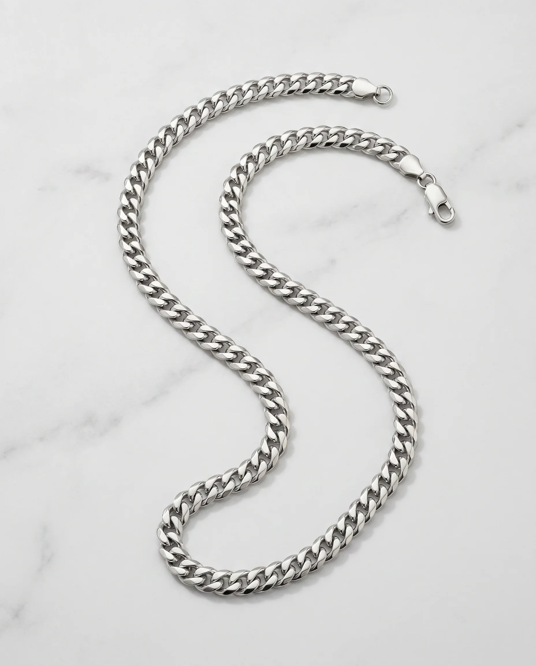 3MM CLEAN CUBAN CHAIN - WHITE GOLD