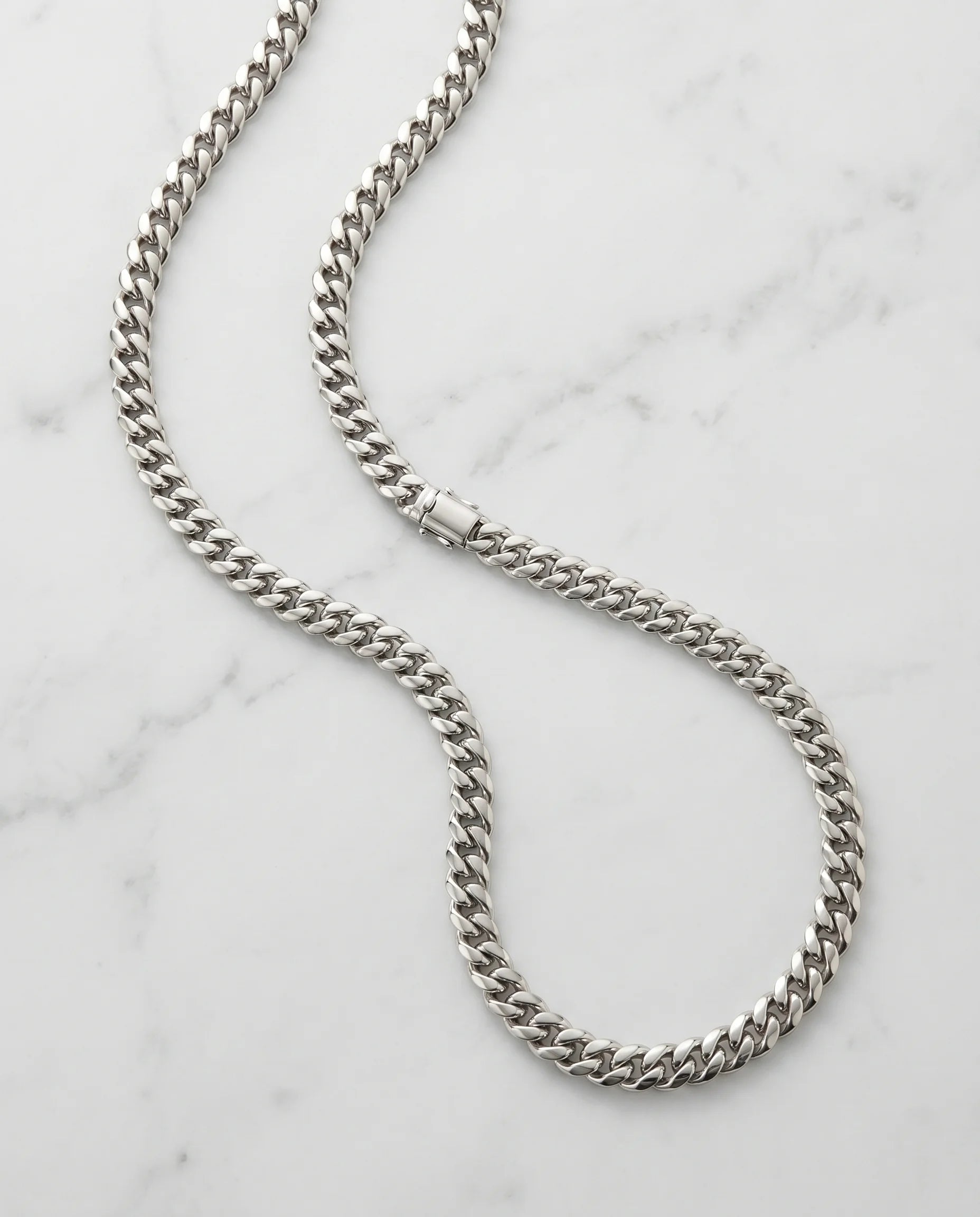 6MM CLEAN CUBAN CHAIN - WHITE GOLD
