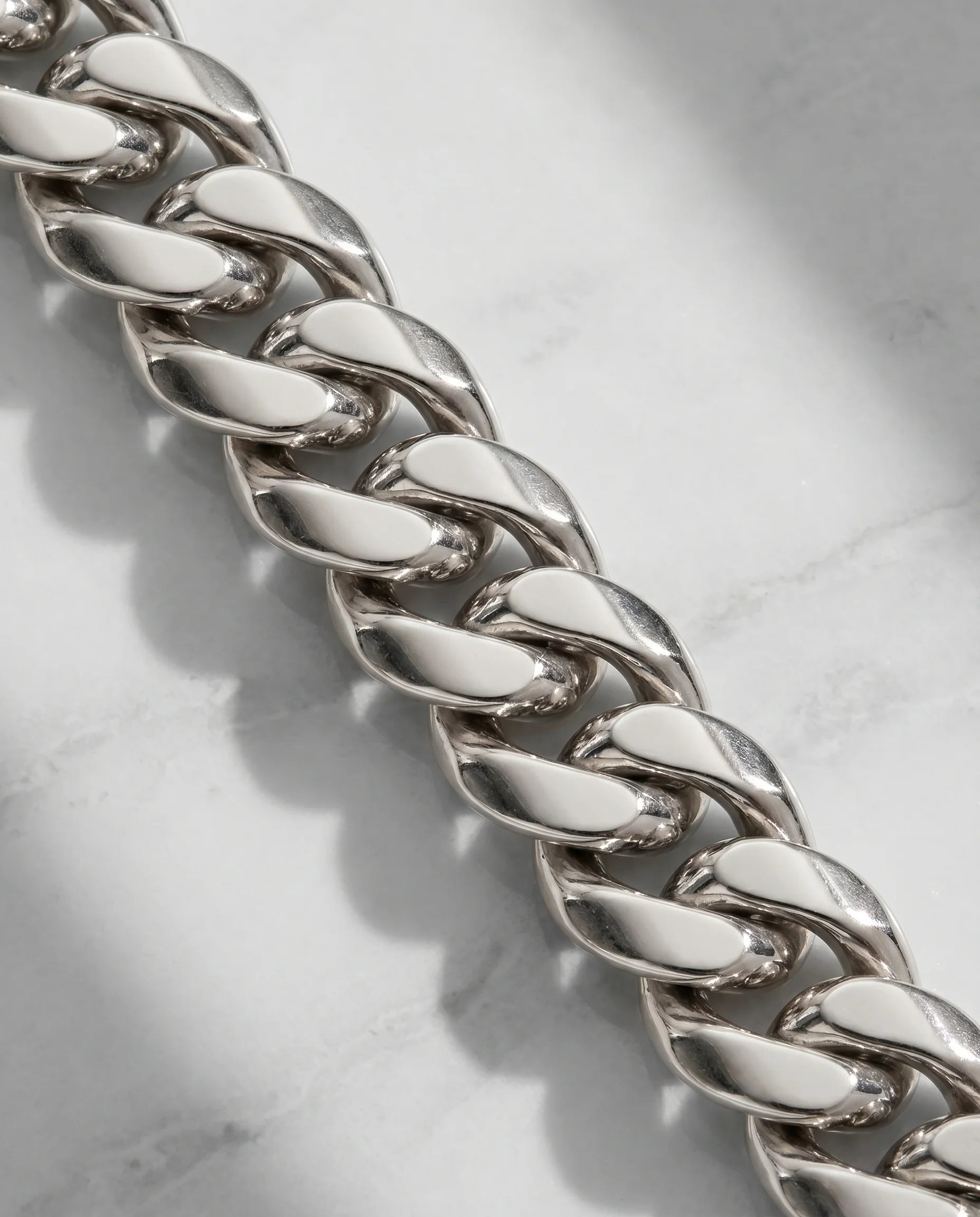 12MM CLEAN CUBAN CHAIN - WHITE GOLD