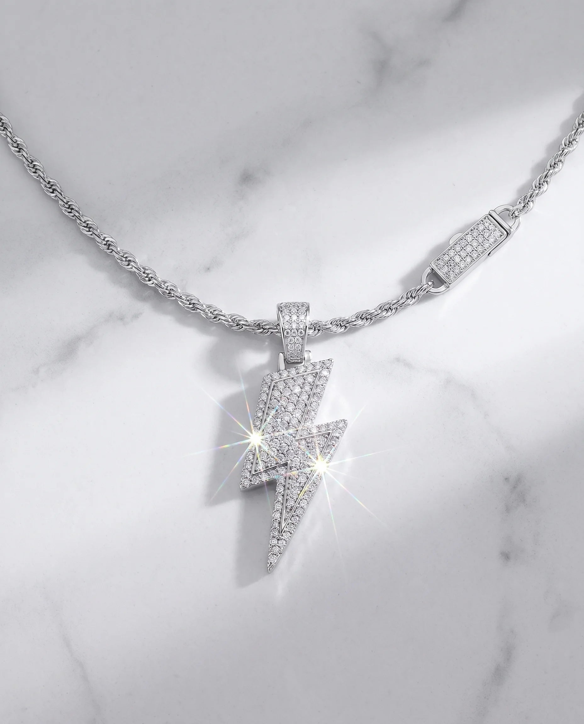 LIGHTNING BOLT PENDANT - WHITE GOLD
