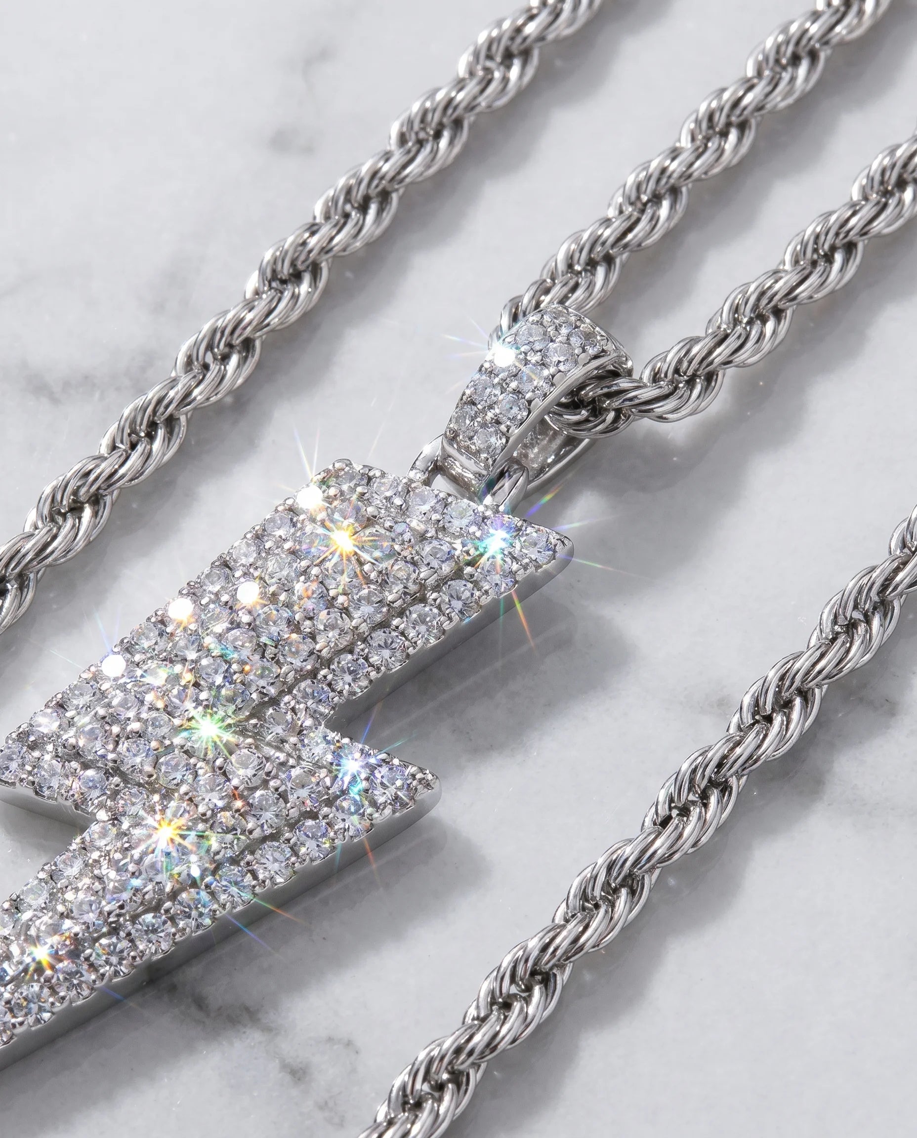 LIGHTNING BOLT PENDANT - WHITE GOLD