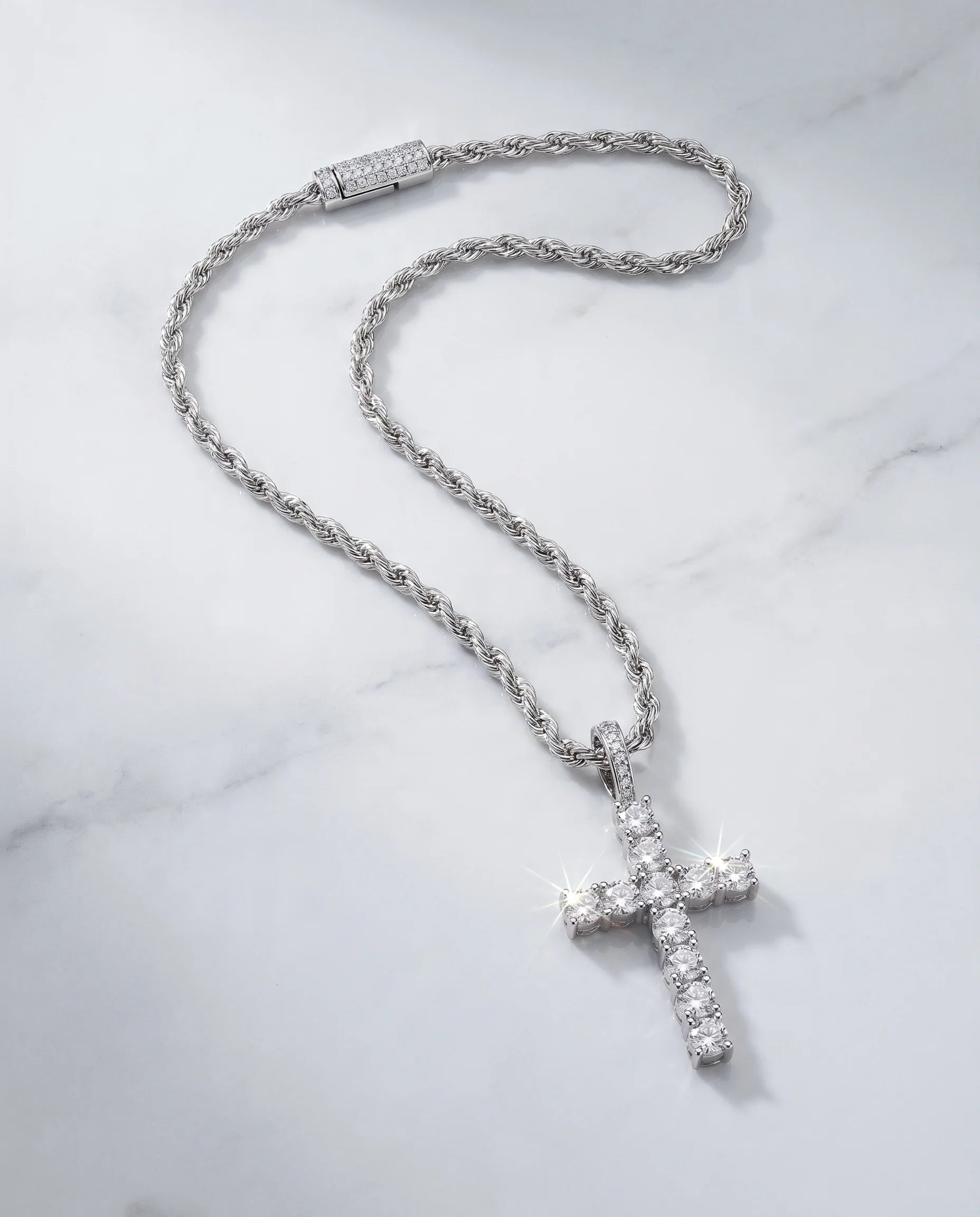 CROSS PIECE PENDANT - WHITE GOLD
