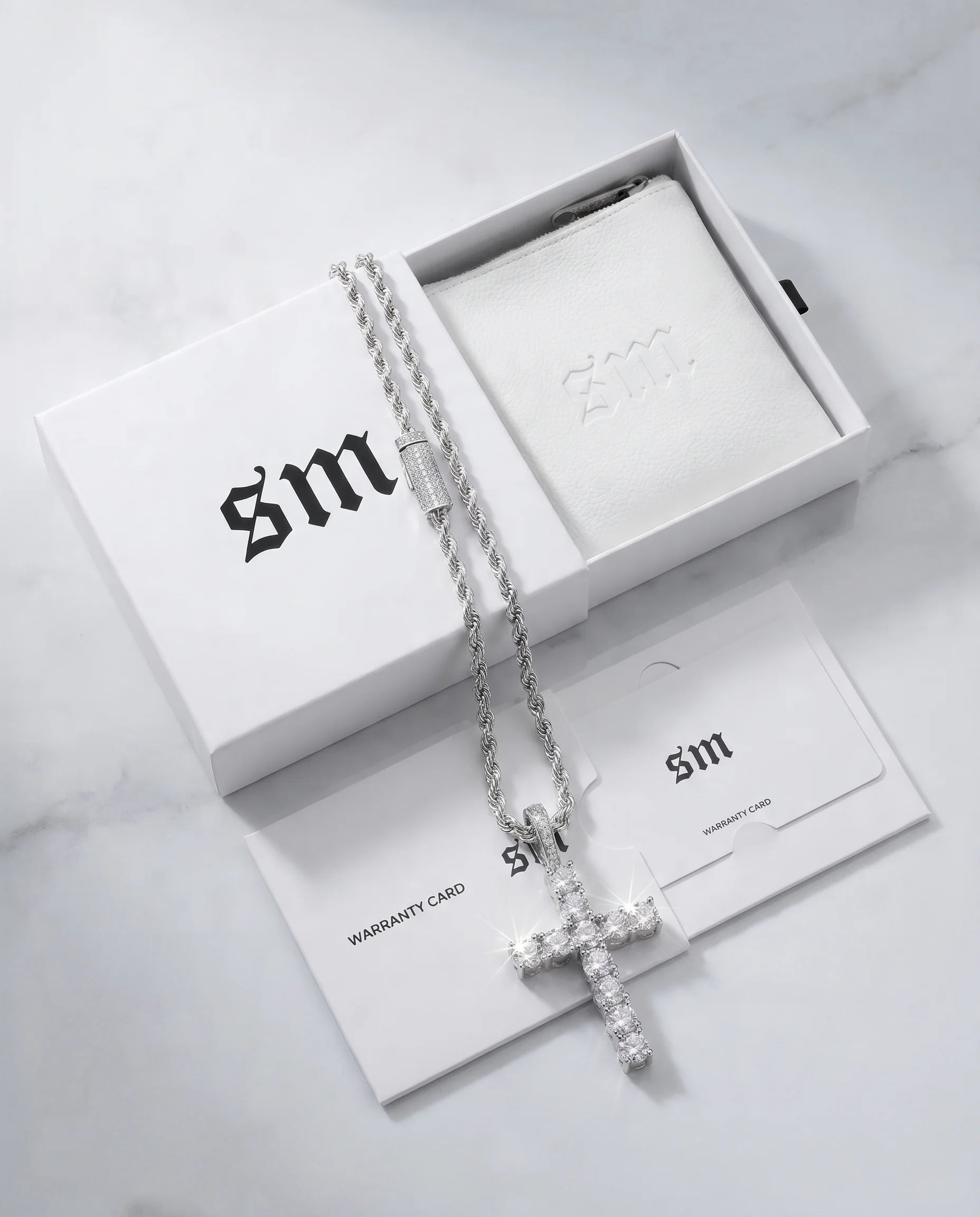 CROSS PIECE PENDANT - WHITE GOLD