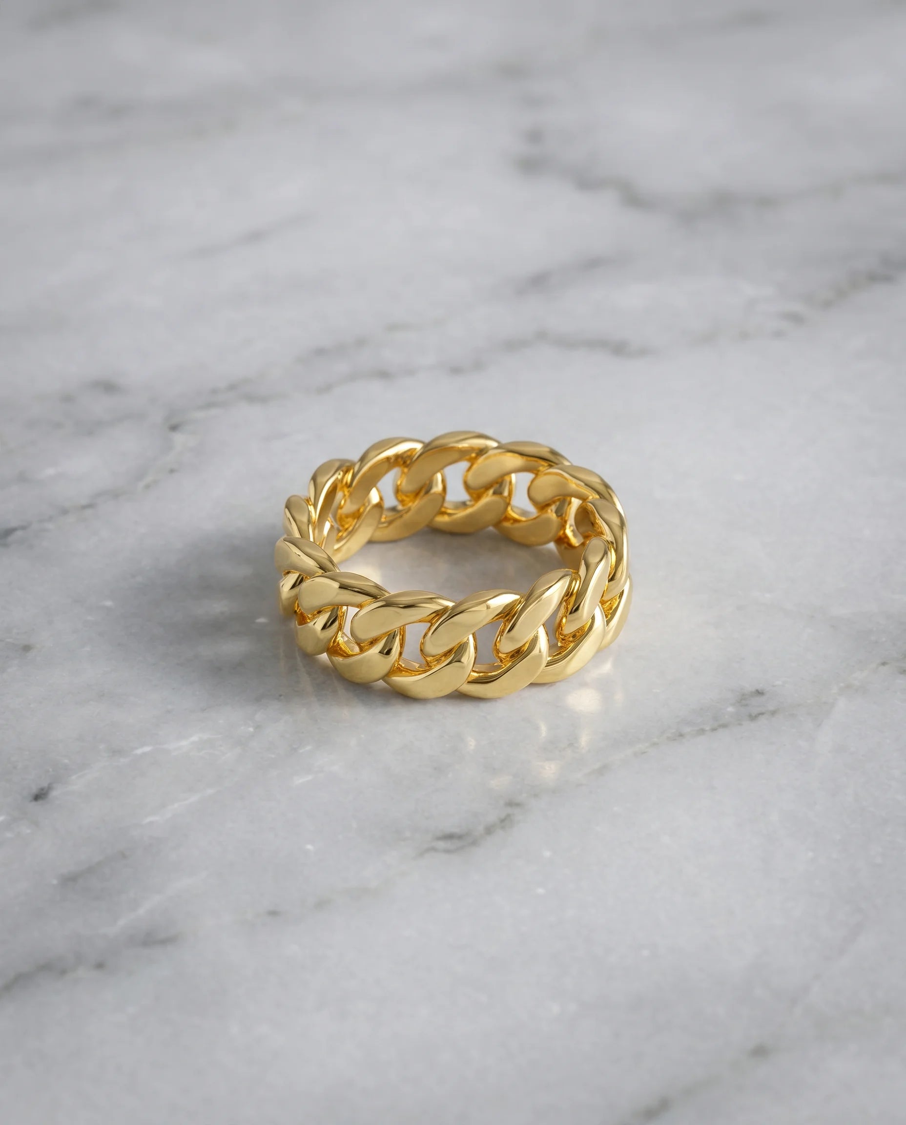 CLEAN CUBAN RING - 18K GOLD