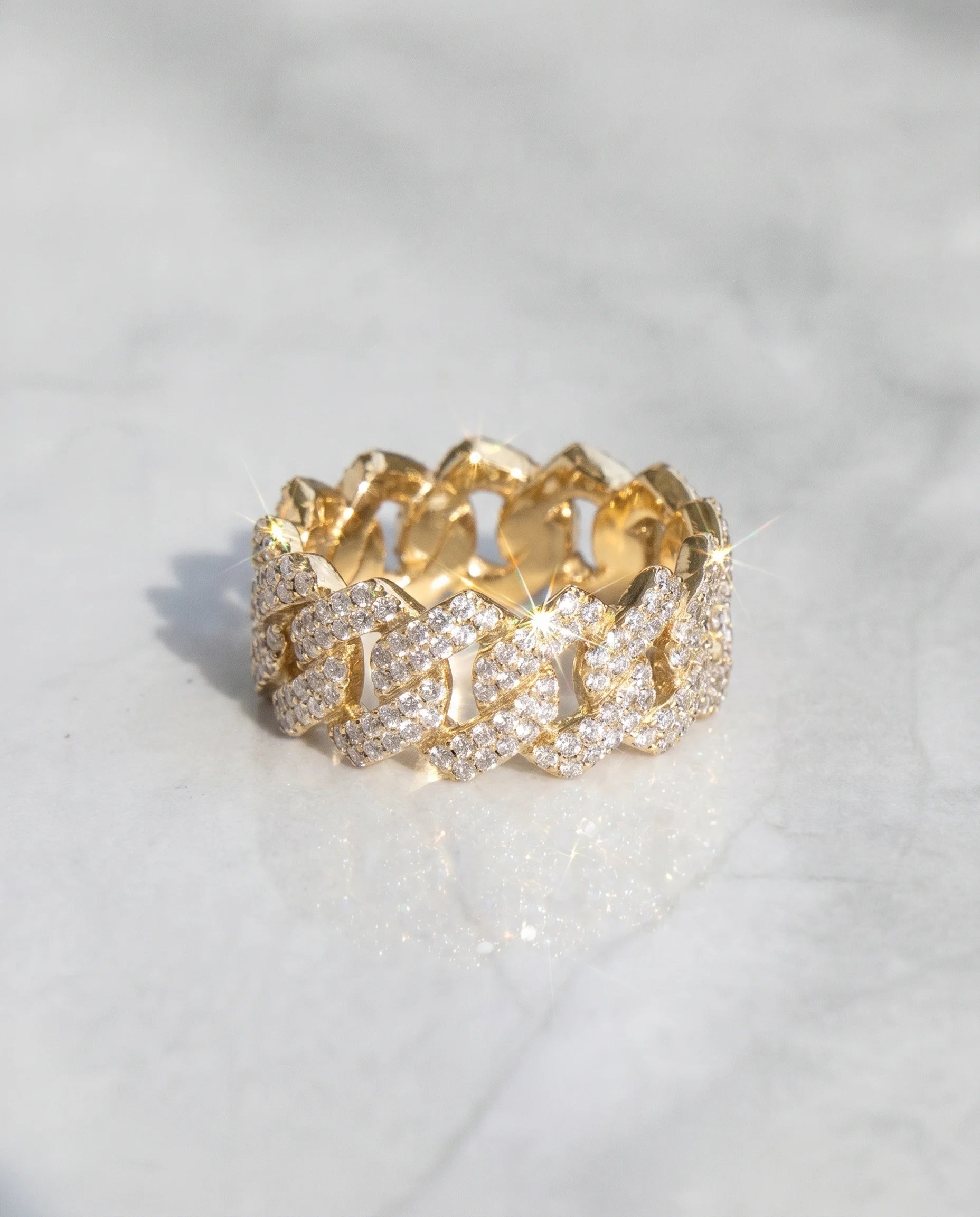 PRONG CUBAN RING - 18K GOLD