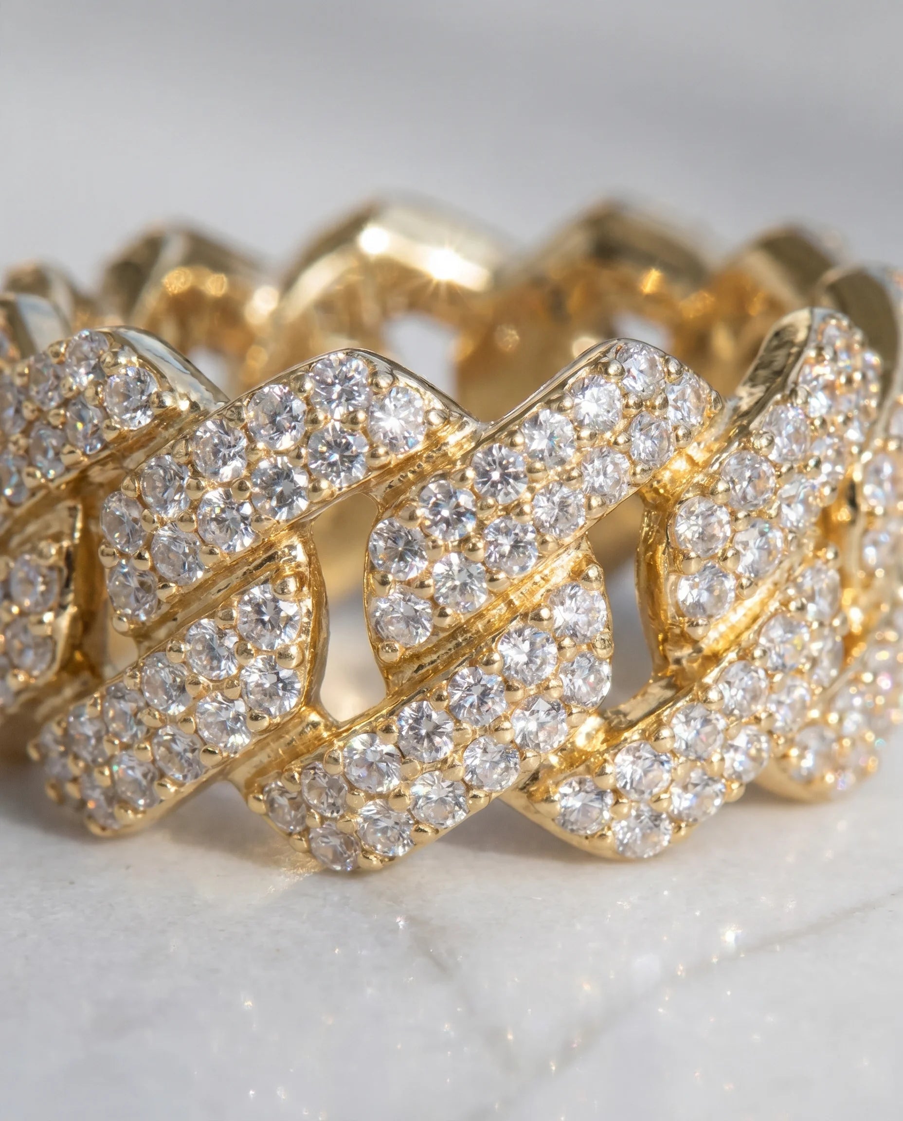 PRONG CUBAN RING - 18K GOLD